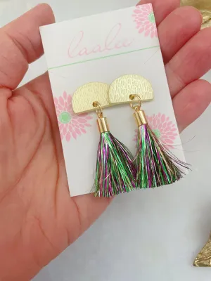 Mardi Gras Half Moon Earrings