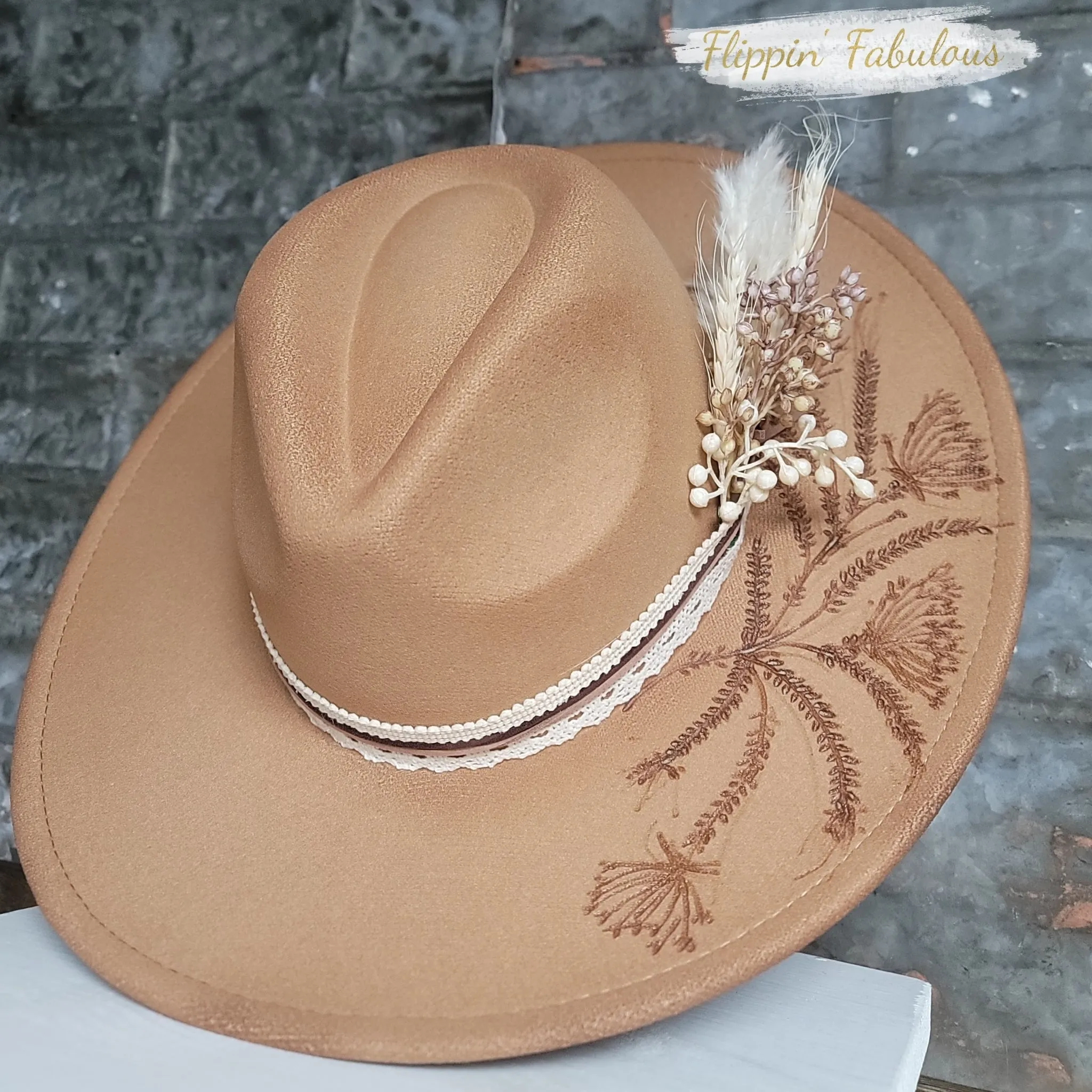 Meadow Hand Burned Wide Brim Hat- Multiple Colors Available