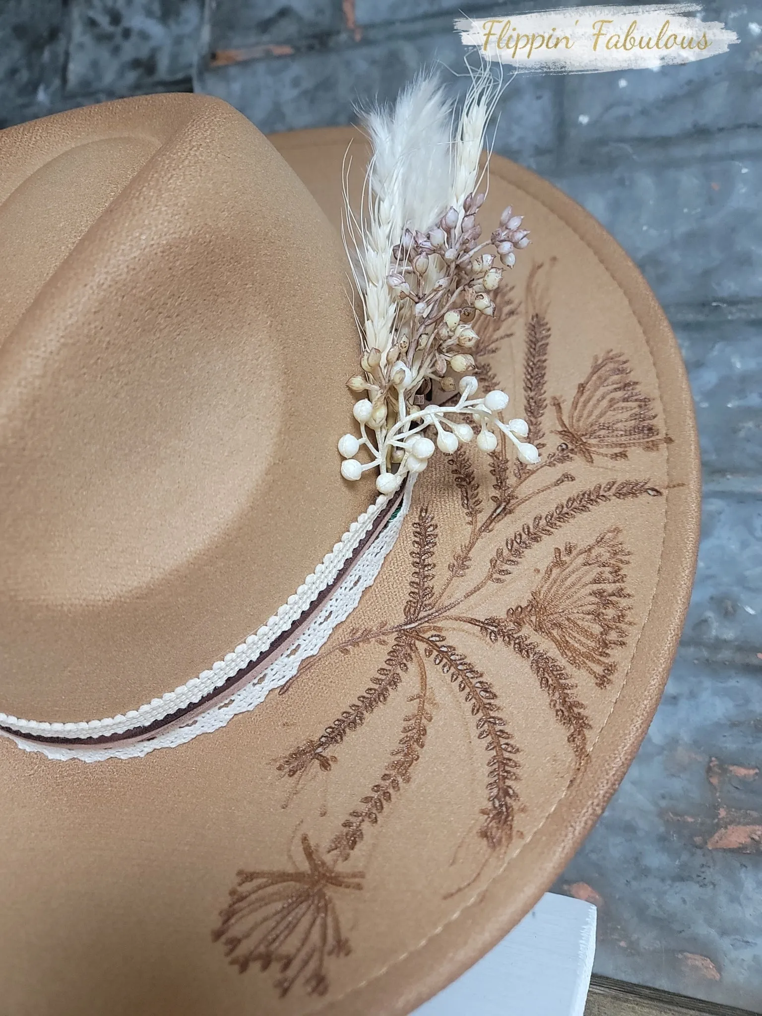 Meadow Hand Burned Wide Brim Hat- Multiple Colors Available