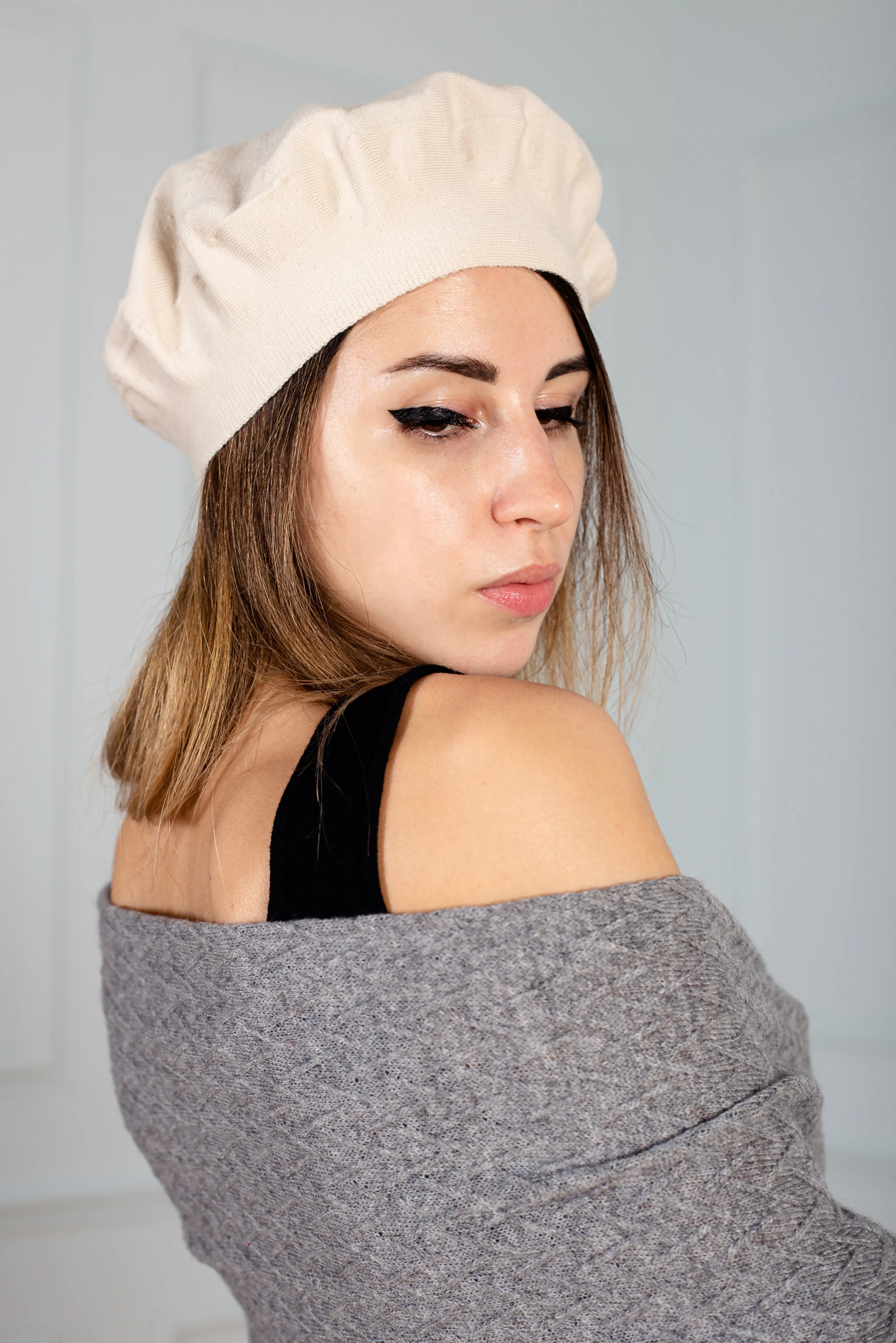 Merino wool beret white