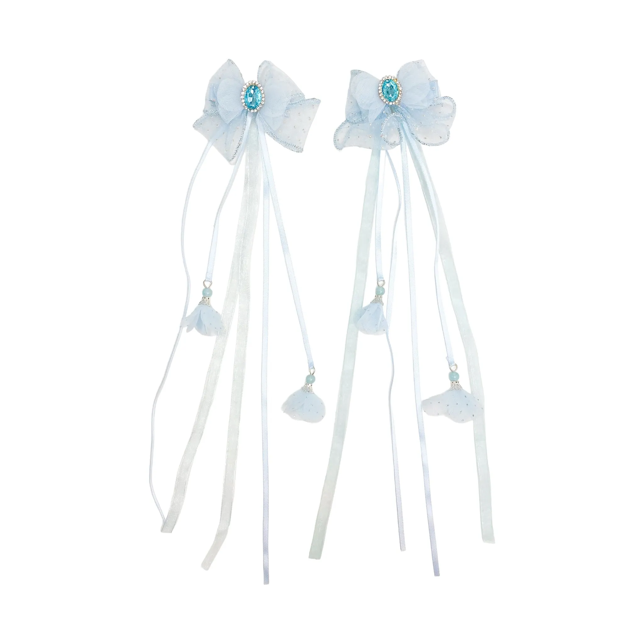 Mesh Bow Hair Clip (Set) - Blue