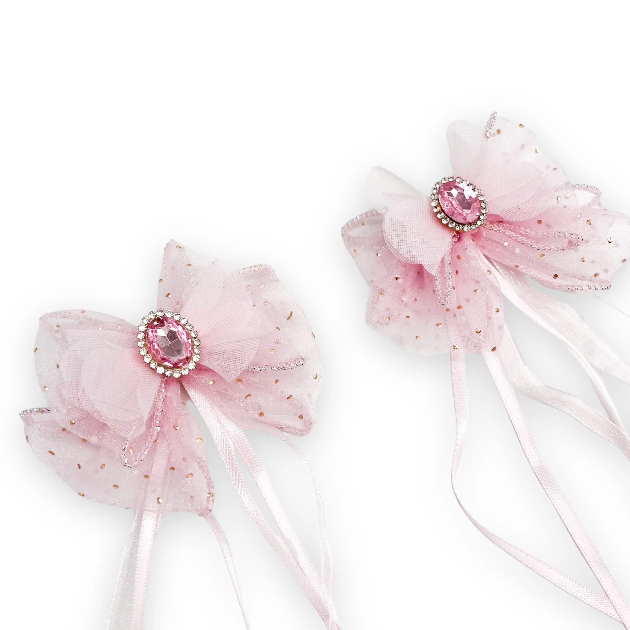 Mesh Bow Hair Clip (Set) - Pink