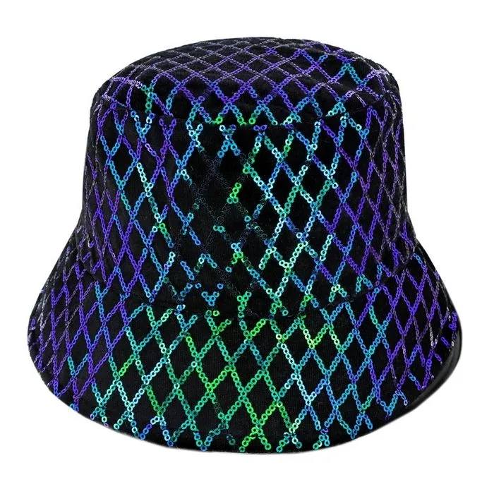 Multi Color Sequin Diamond Stitch Bucket Hat