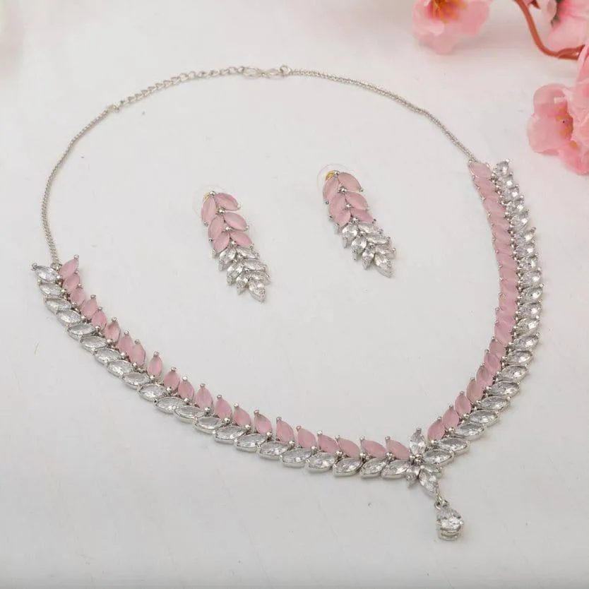 Navi - CZ Necklace Set with Earrings