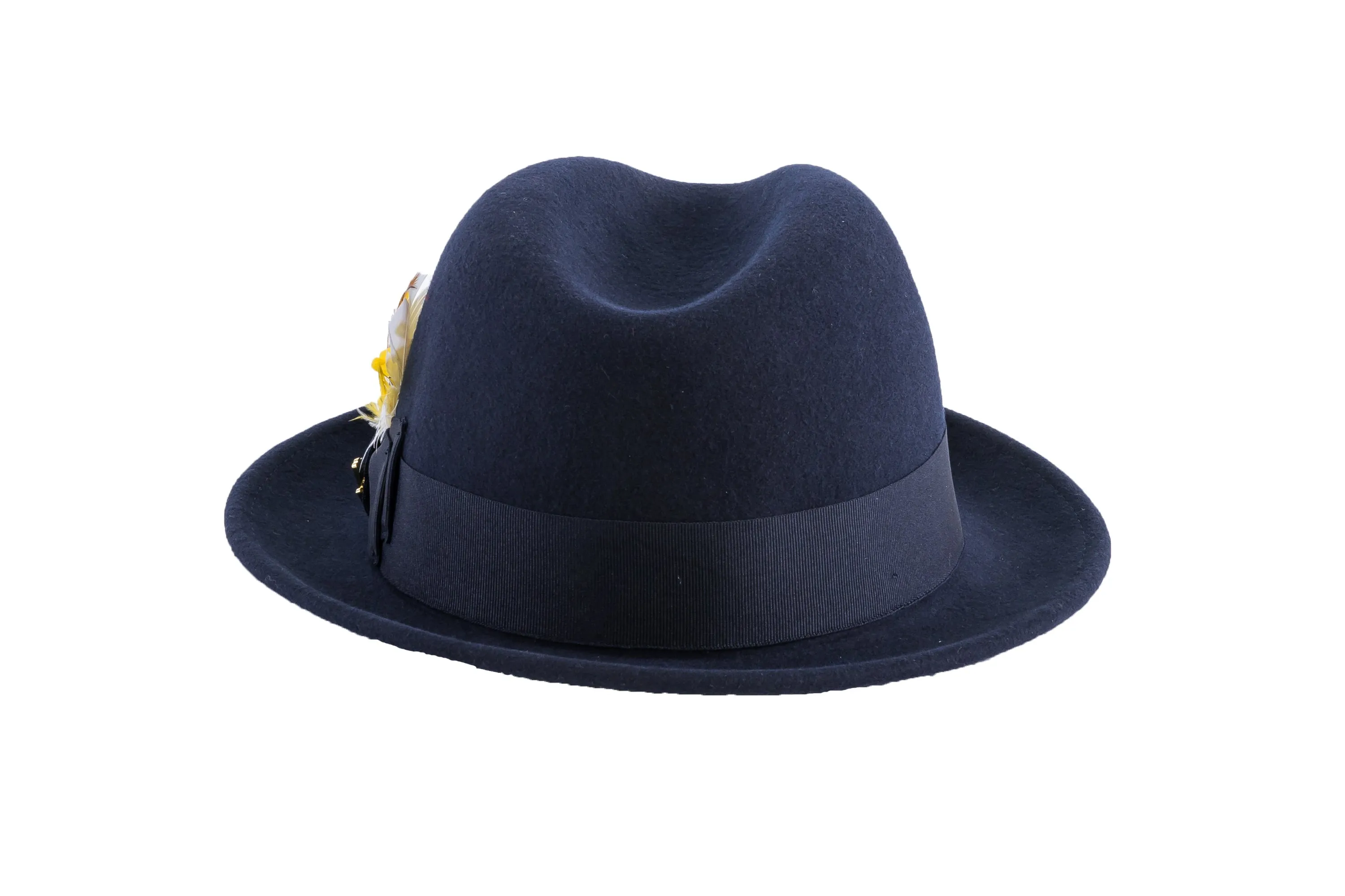 Navy Blue Brooks Trilby 100% Australian Wool Crushable Hat