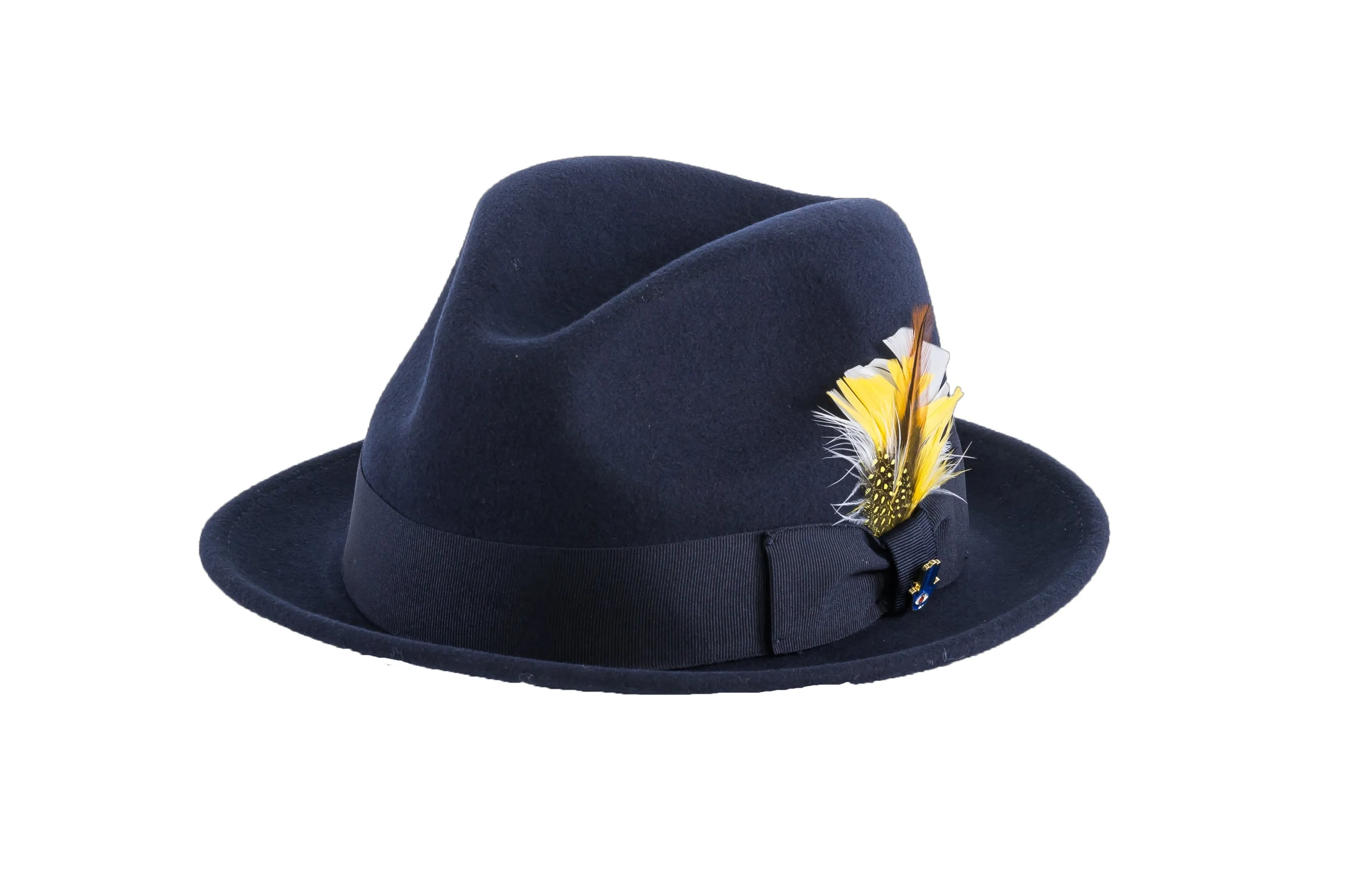 Navy Blue Brooks Trilby 100% Australian Wool Crushable Hat