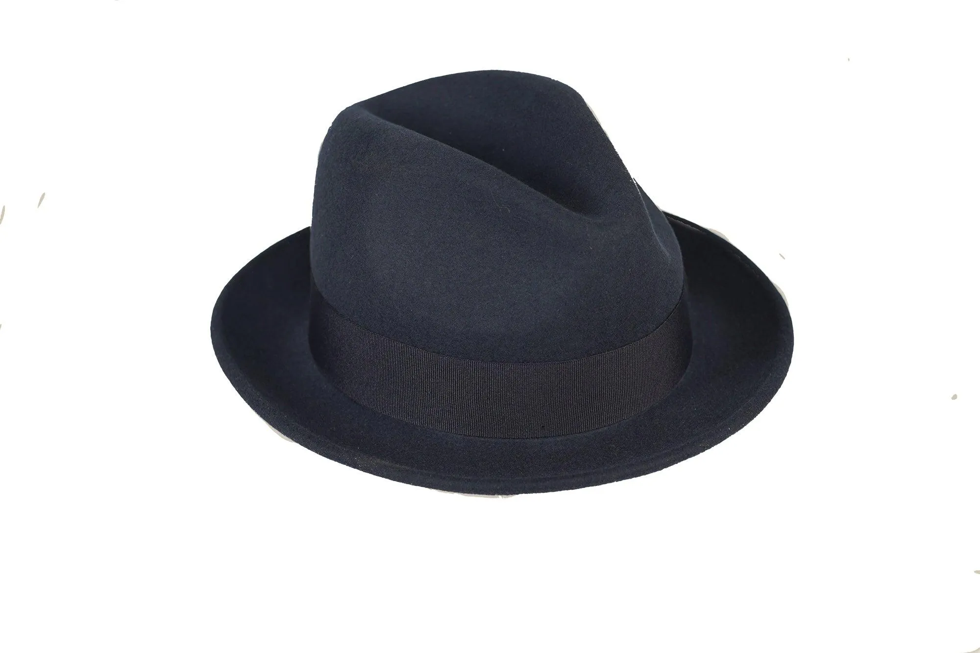 Navy Blue Brooks Trilby 100% Australian Wool Crushable Hat