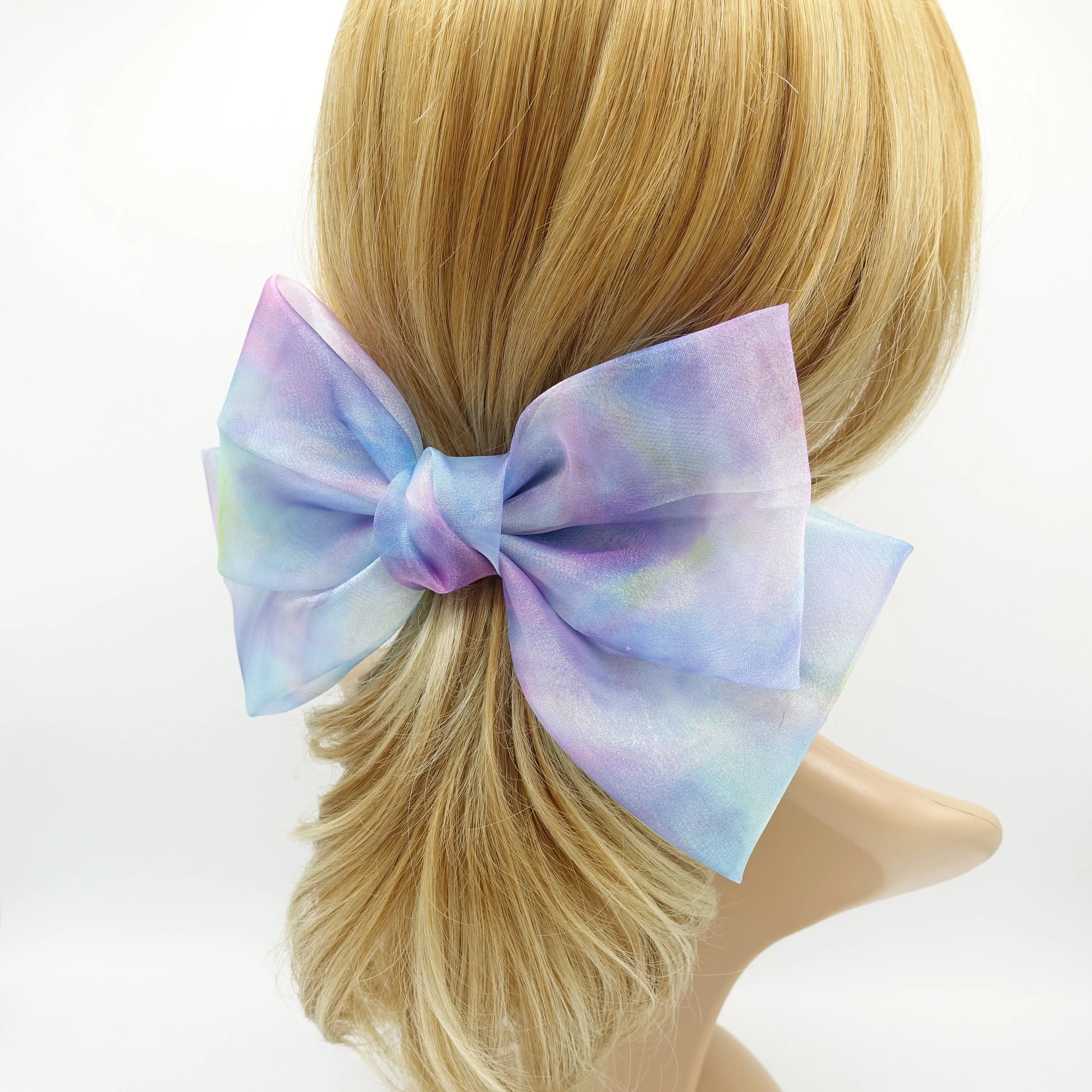 organza galaxy big hair bow women hair accessory