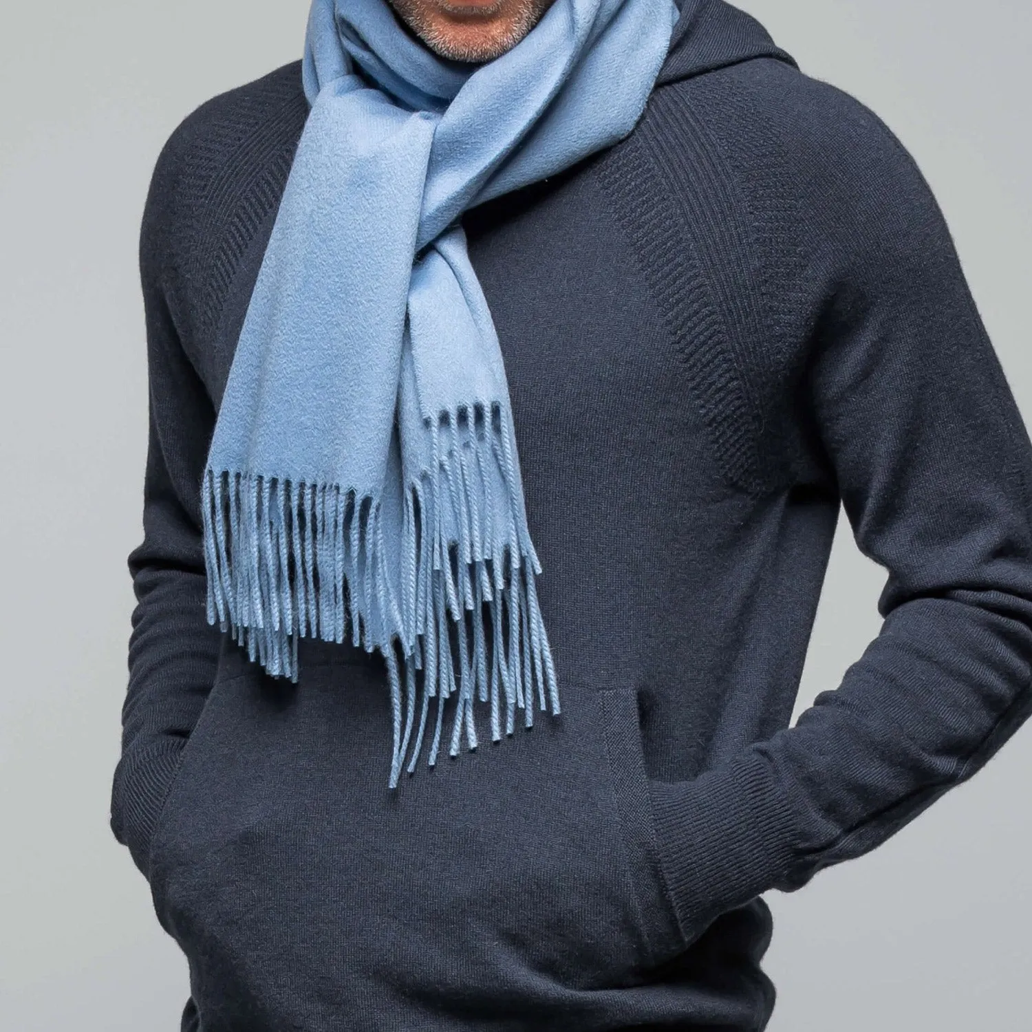 Oversized Cashmere Scarf in Light Blue