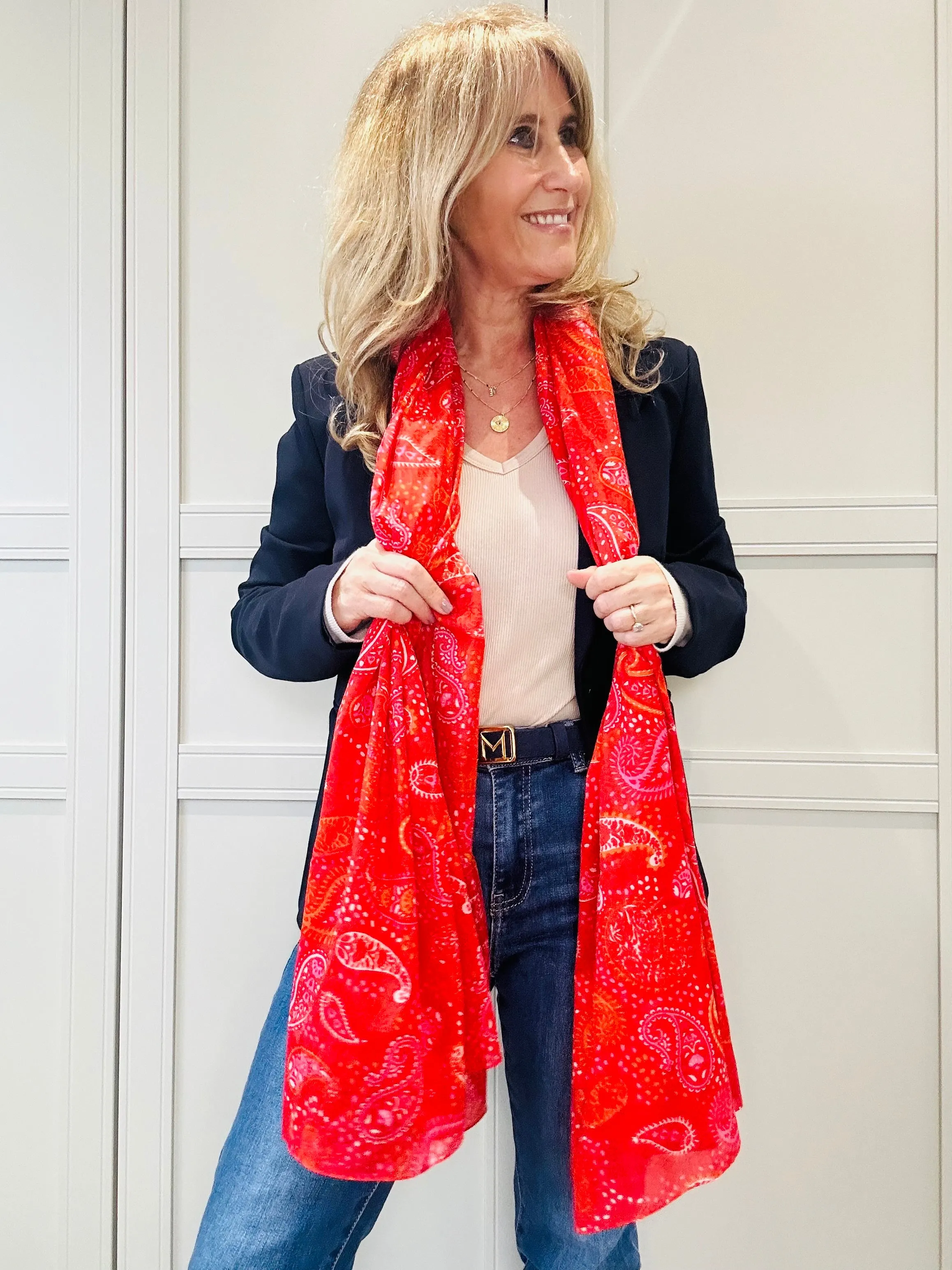 Paisley Print Sarong/Scarf | Red