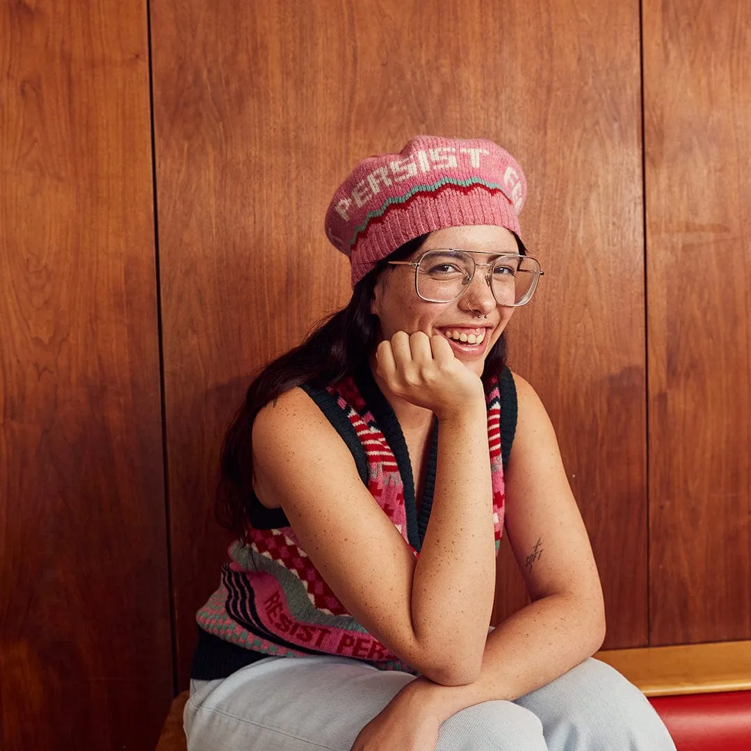 Patchwork Beret Tam in French Rose