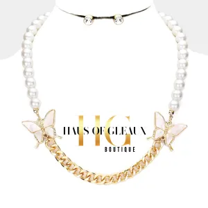 Pearls and Wings Necklace Set