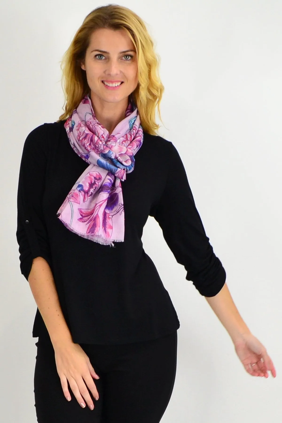 Pink Purple Floral Delight Scarf