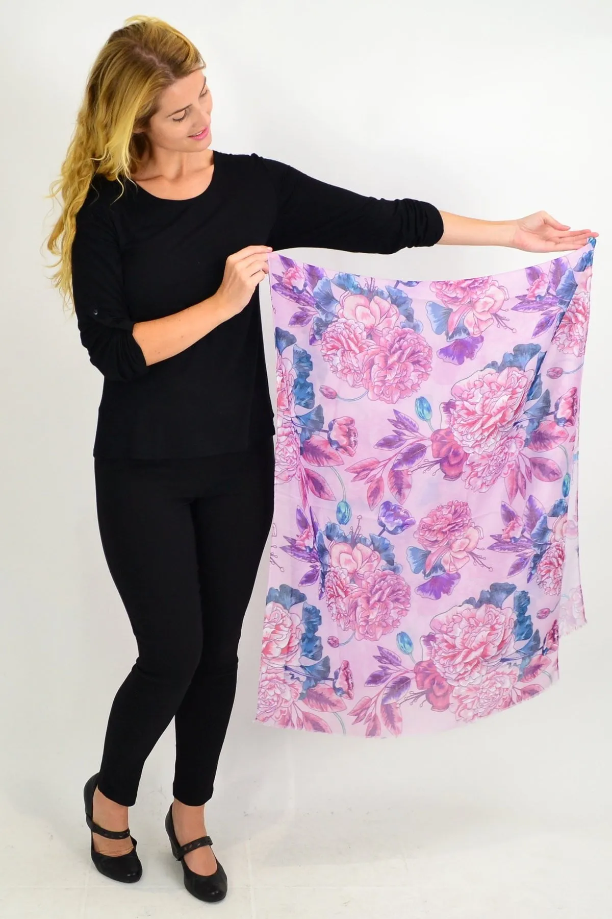 Pink Purple Floral Delight Scarf