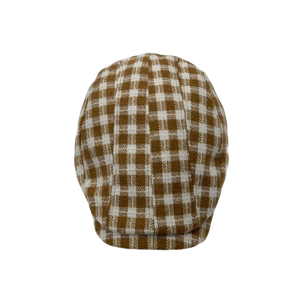 Plaid Check Newsboy Hat Men Adjustable Wool Flat Cap LD31460