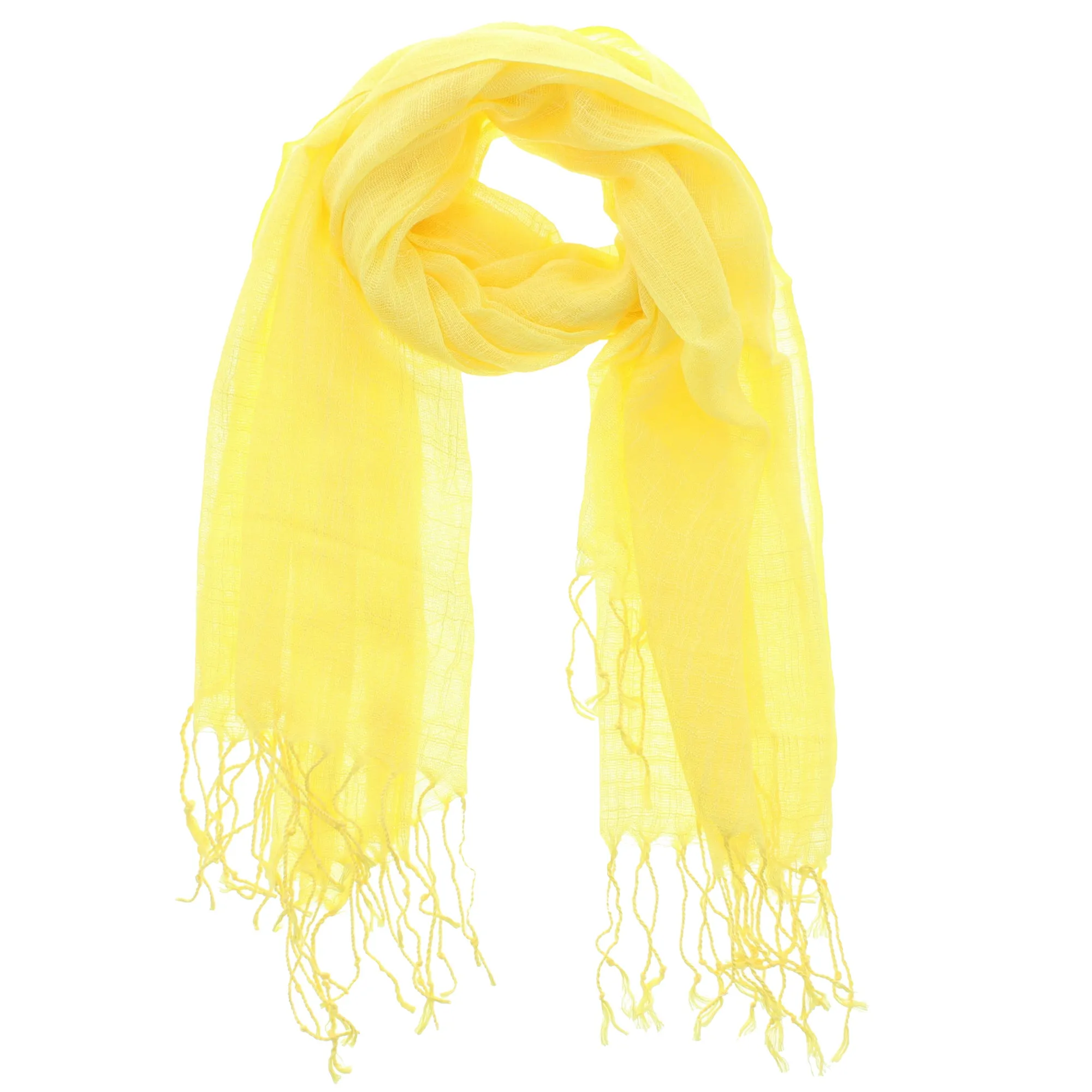 Plain Long Lightweight Scarf with Tassels