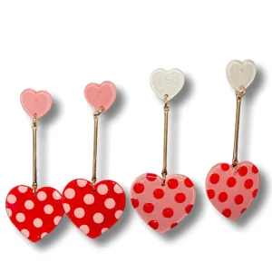 Polka Dot Heart Dangle Earrings