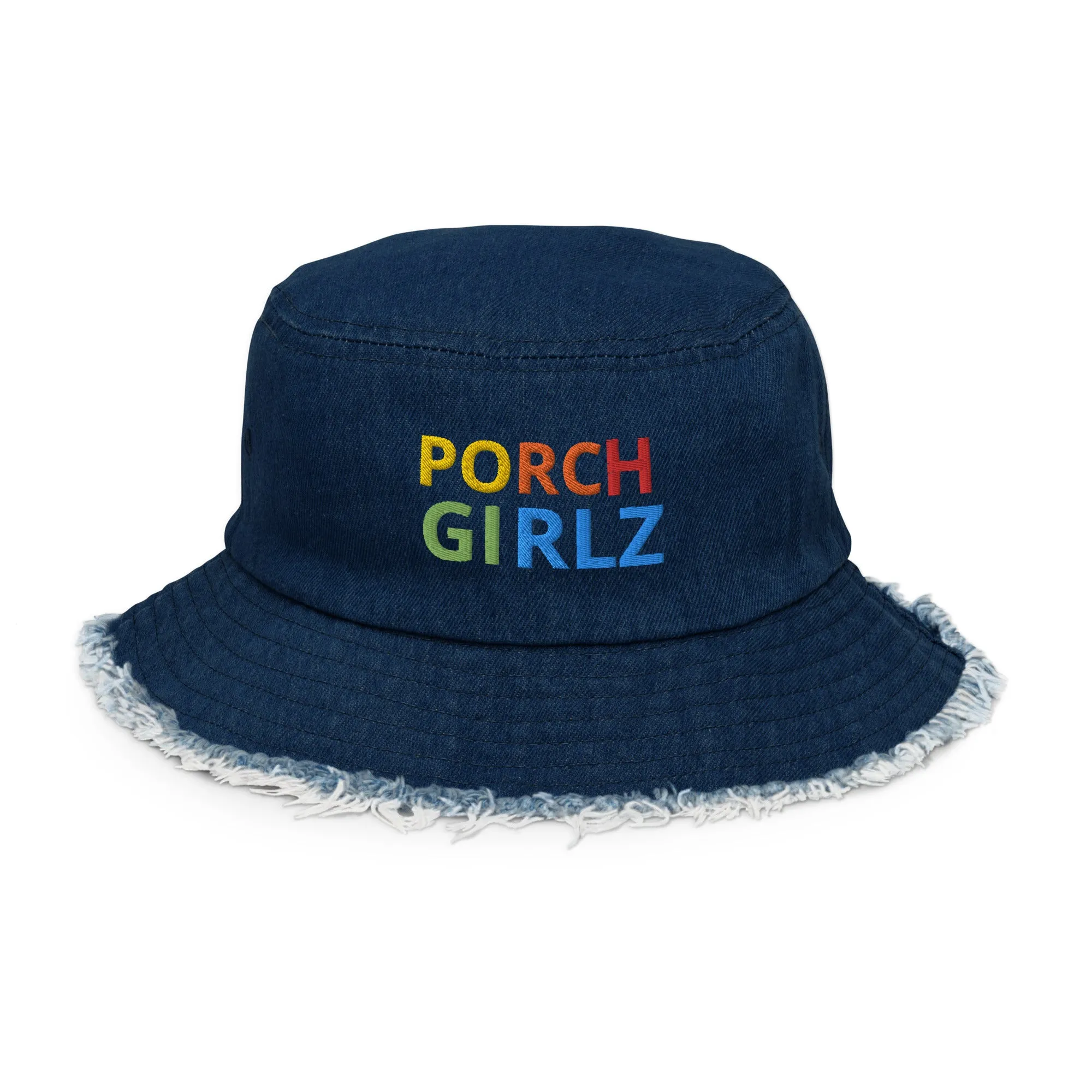 PORCHGIRLZ Distressed denim bucket hat