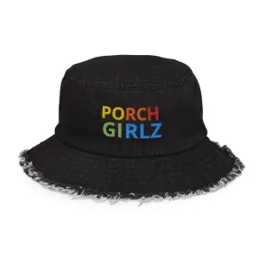 PORCHGIRLZ Distressed denim bucket hat