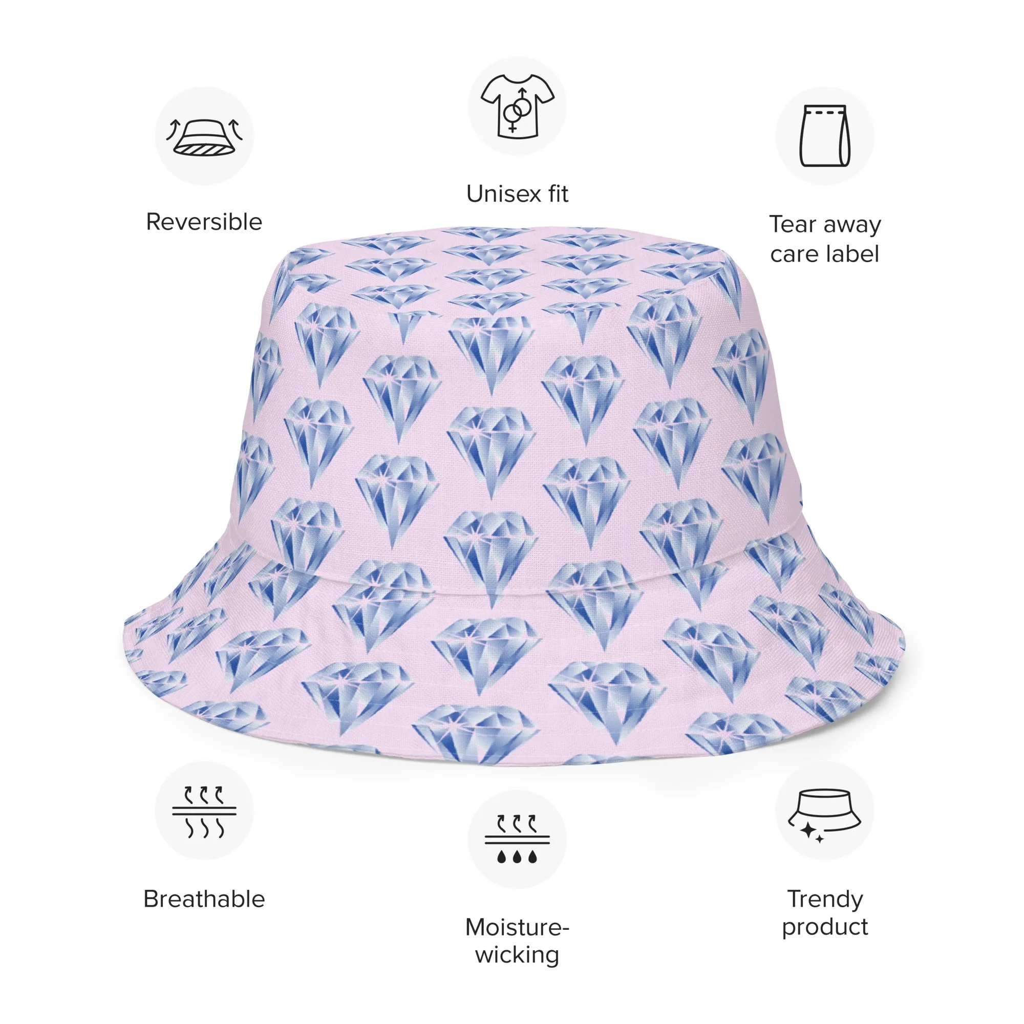 "Sparkling Love Diamond Affair" Collection - Designer Reversible Bucket Hat