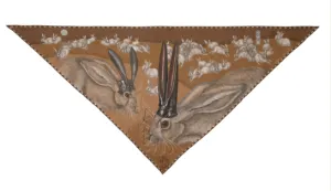 "The Floating Rabbits" Silk Triangle Scarf Cinnamon/Sienna