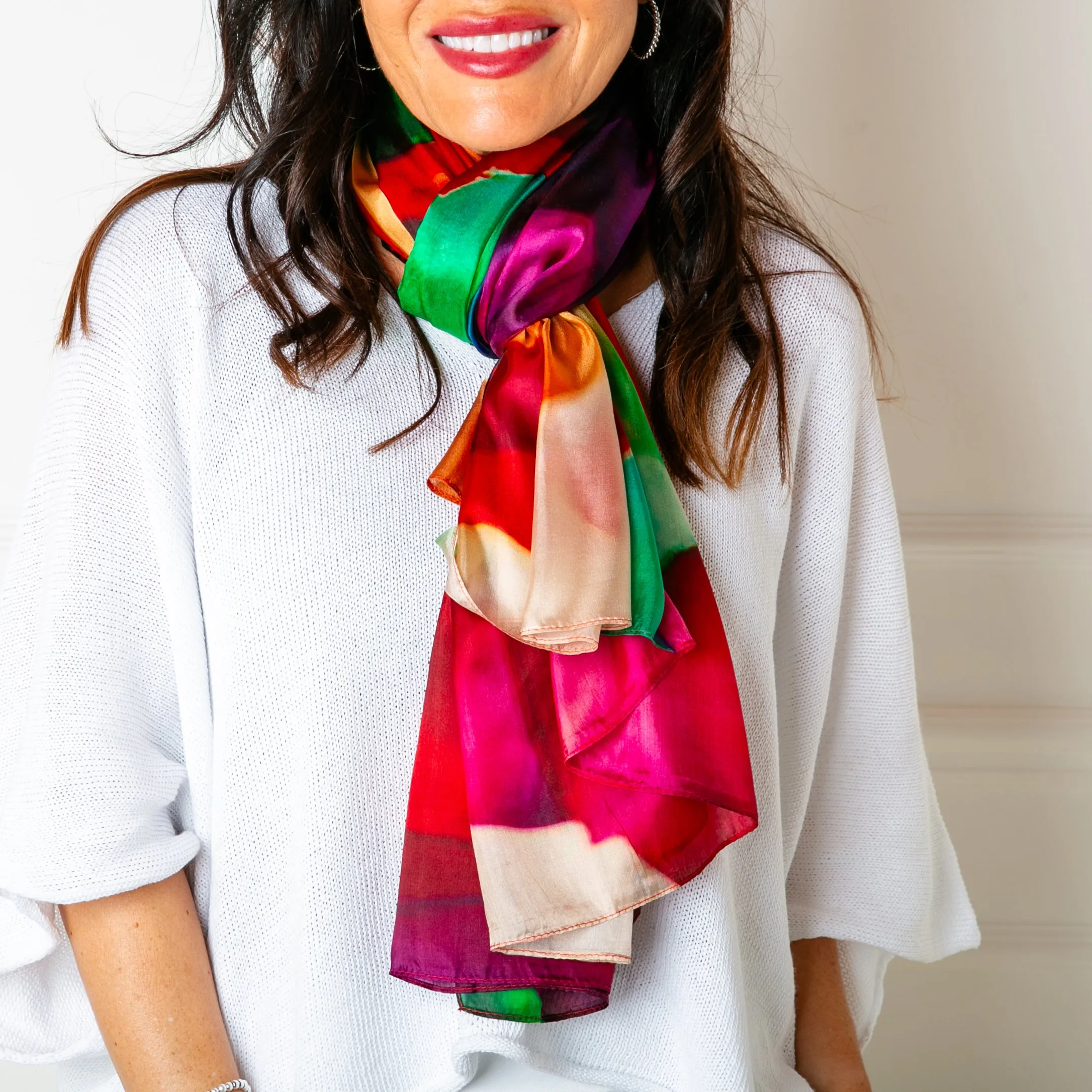 Rainbow Layers Silk Scarf