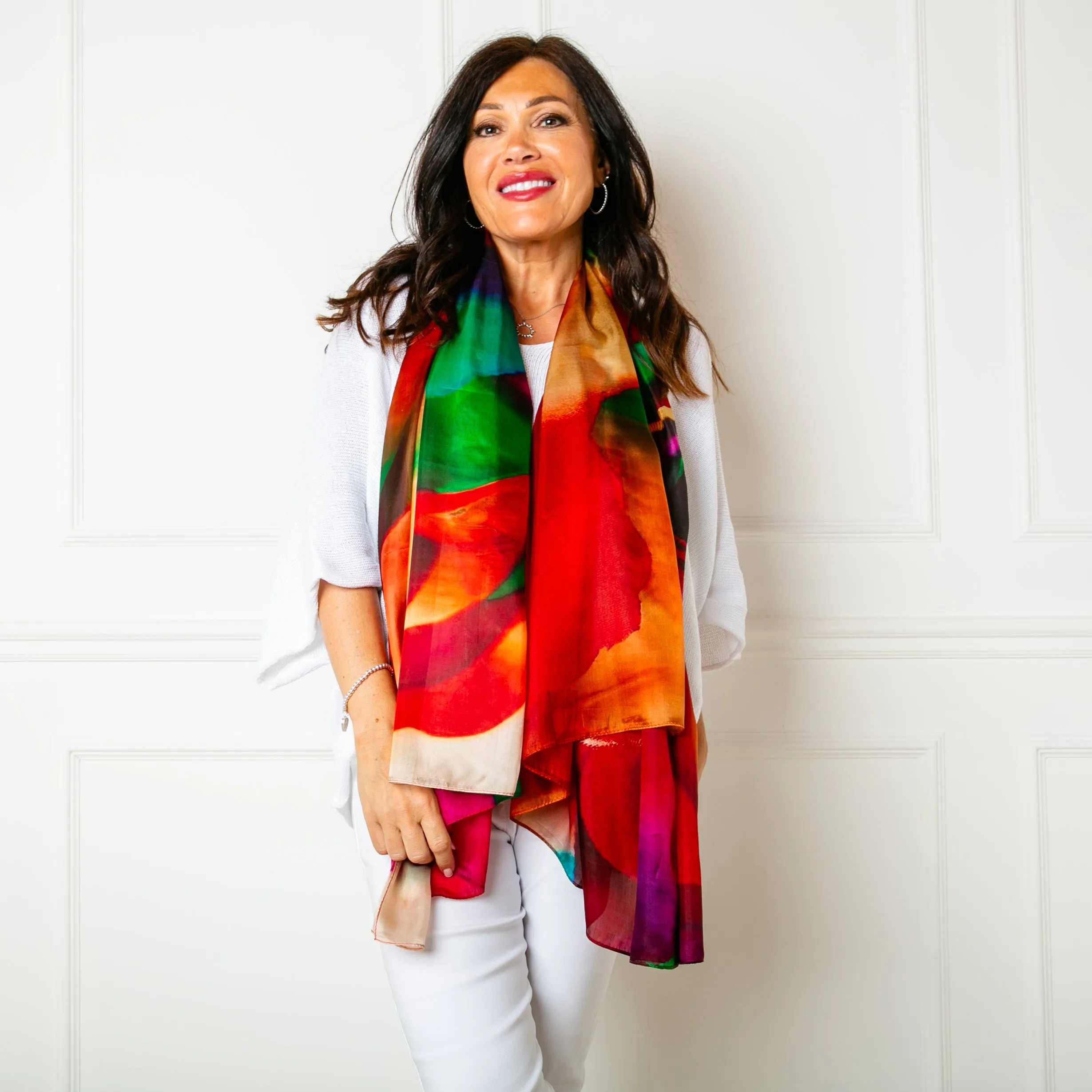 Rainbow Layers Silk Scarf