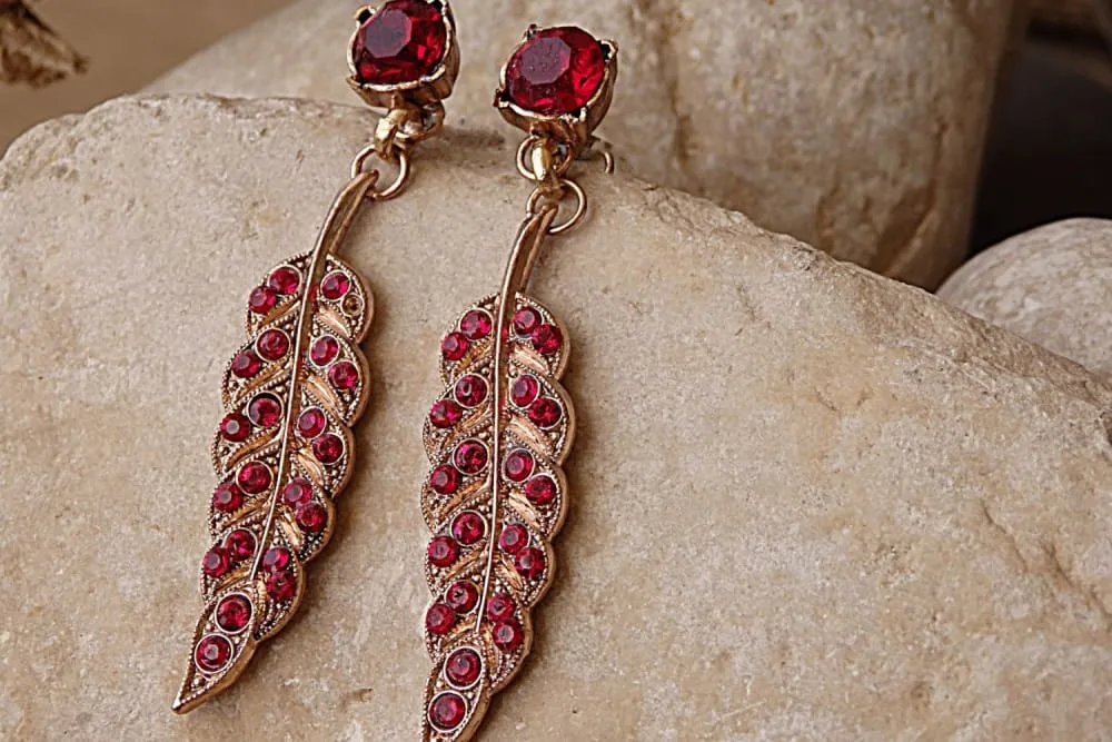 Red Feather Earrings