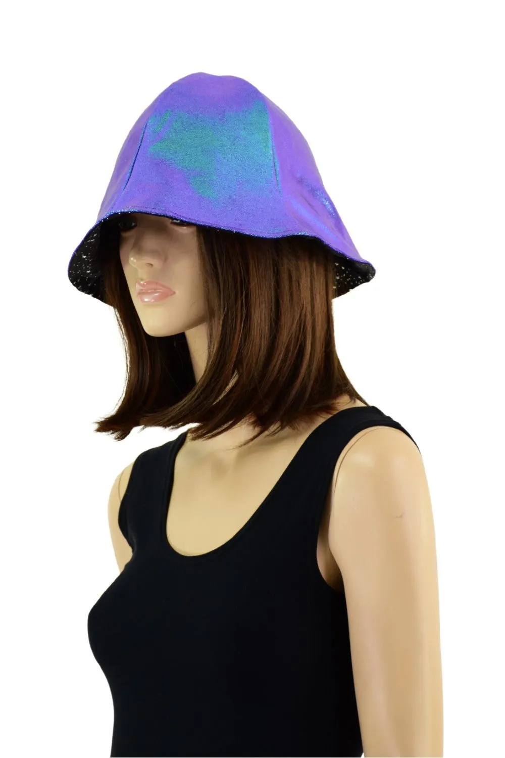 Reversible Bucket Hat in Moonstone and Star Noir