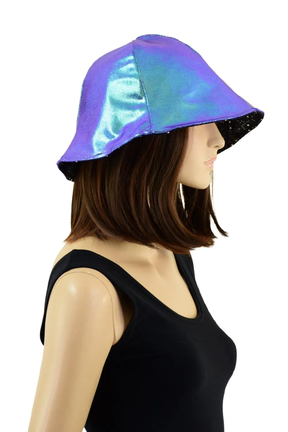 Reversible Bucket Hat in Moonstone and Star Noir