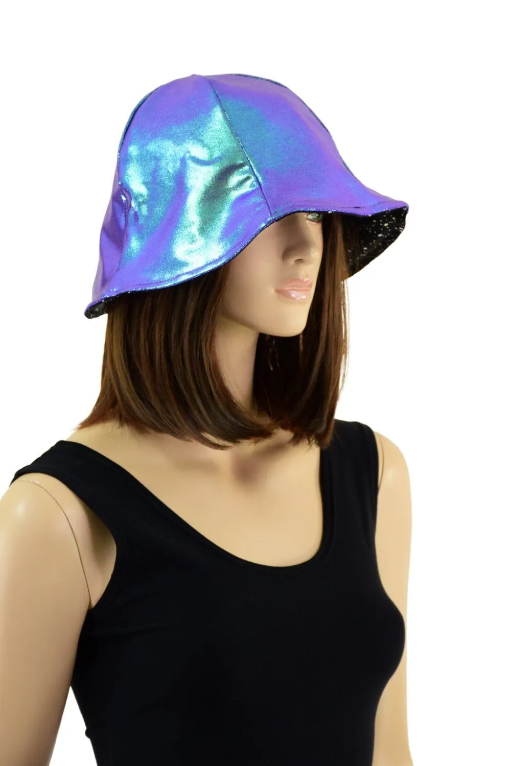 Reversible Bucket Hat in Moonstone and Star Noir