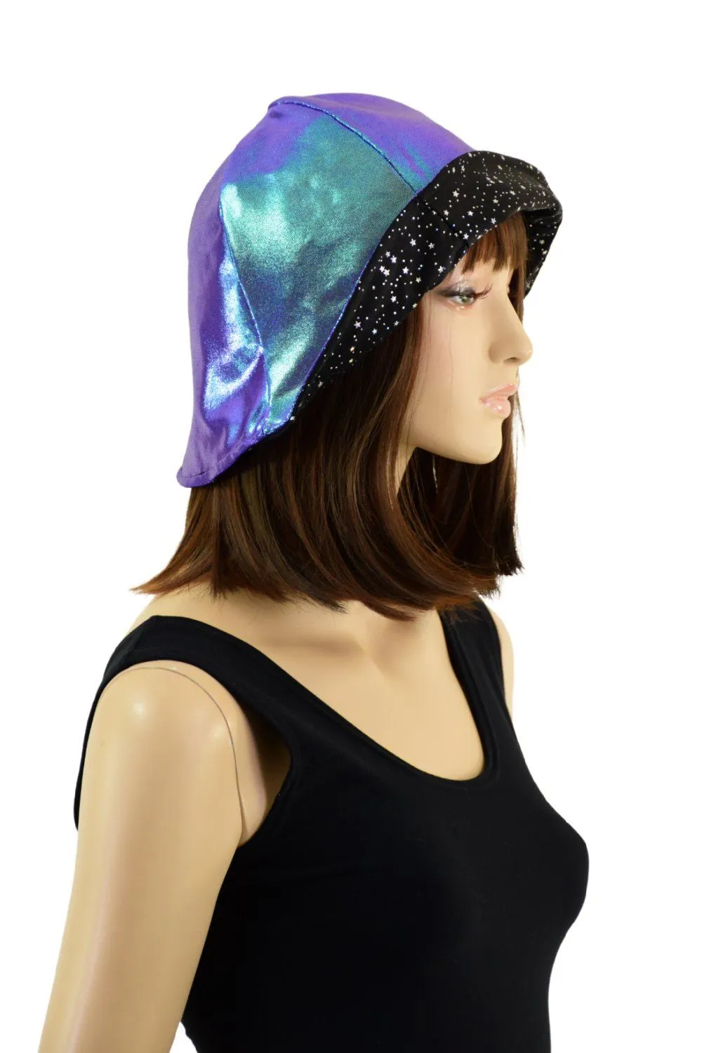 Reversible Bucket Hat in Moonstone and Star Noir