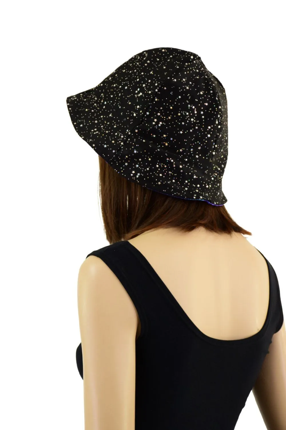 Reversible Bucket Hat in Moonstone and Star Noir