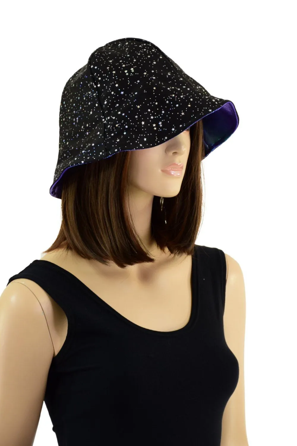 Reversible Bucket Hat in Moonstone and Star Noir