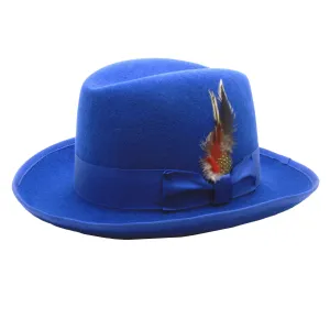 Royal Blue 100% Wool Australian Fur Felt Godfather Hat