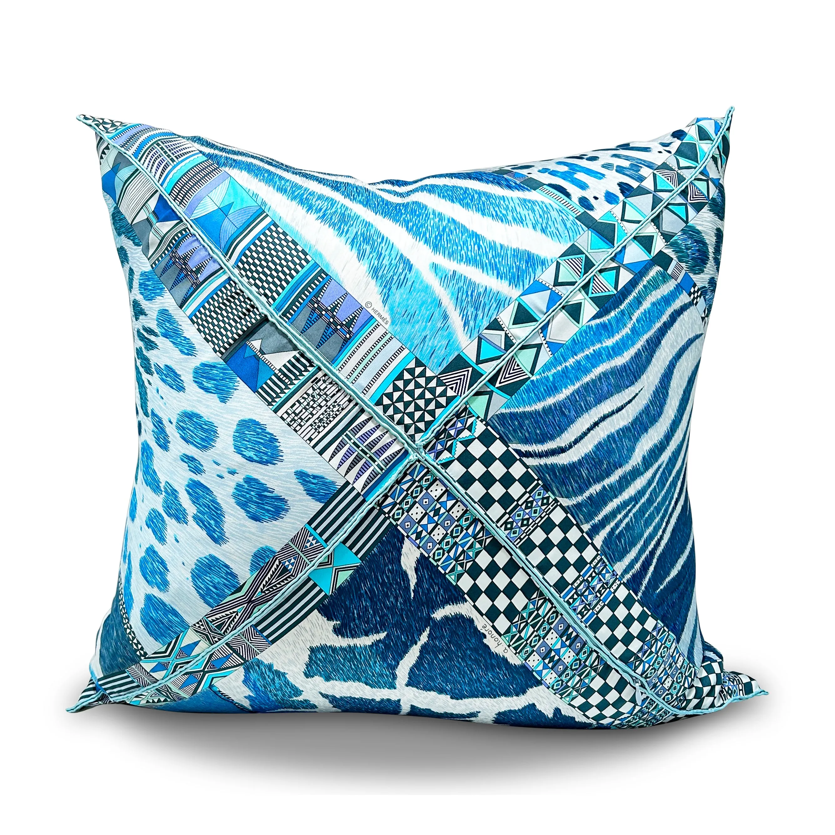 SAFARI - Respoked Blue Throw Pillow