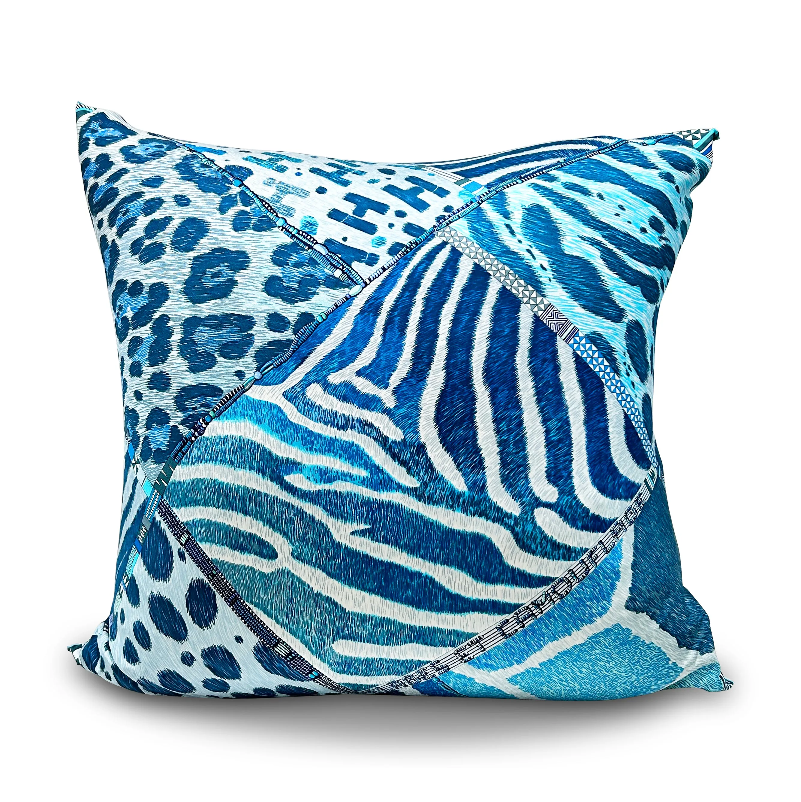 SAFARI - Respoked Blue Throw Pillow