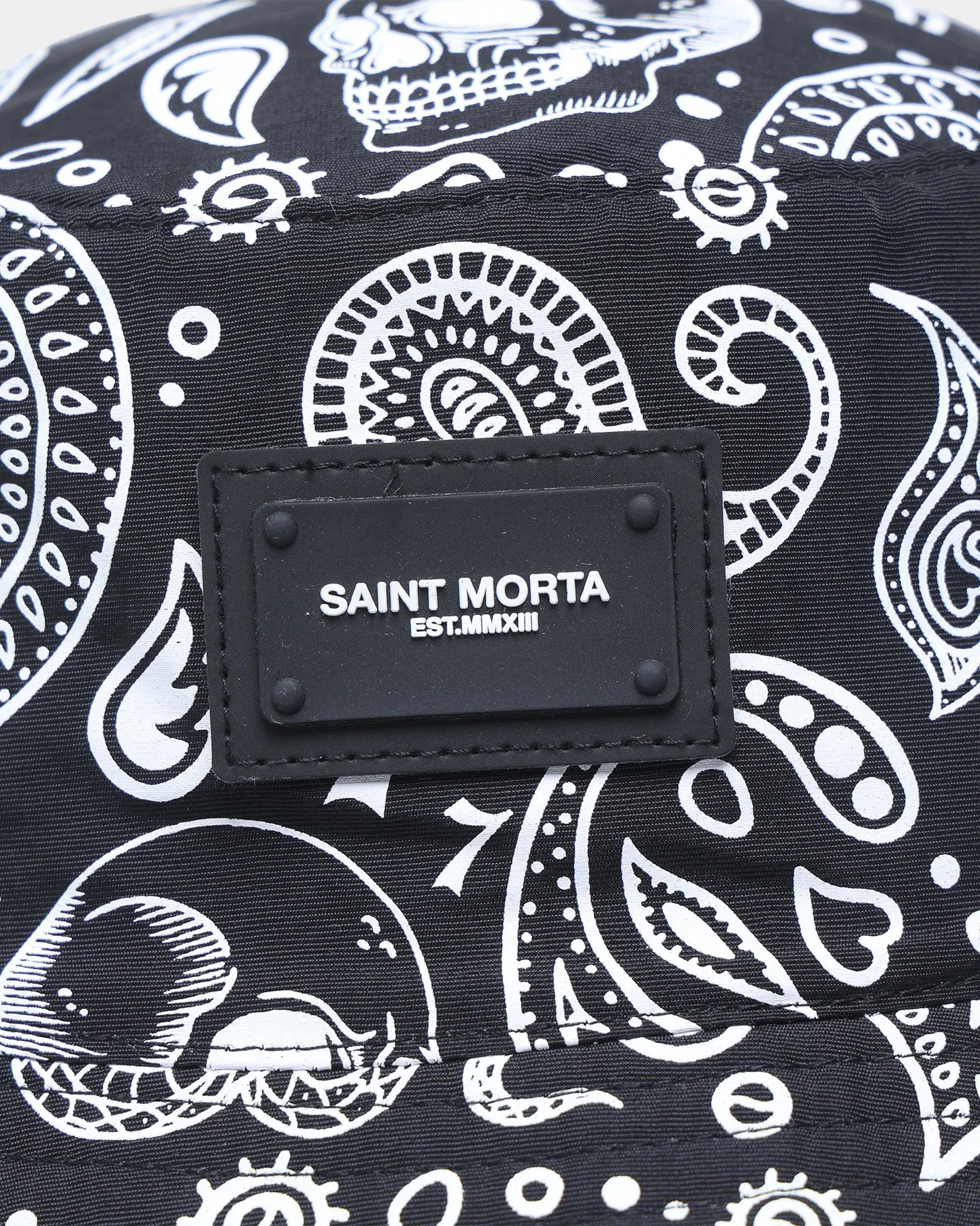 Saint Morta Paisley Skulls Bucket Hat Black/White