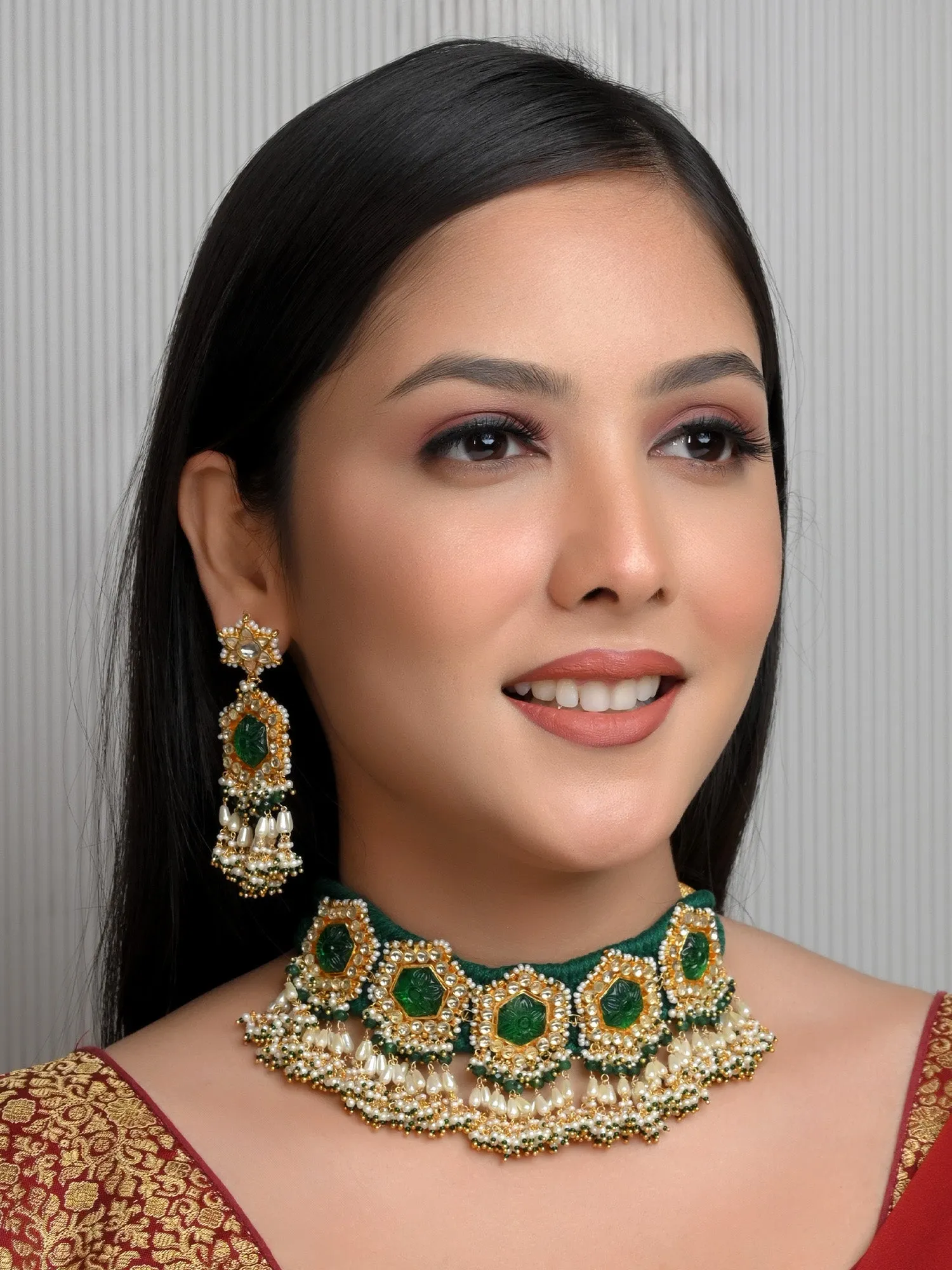 Sathiya Green Kundan Choker Set