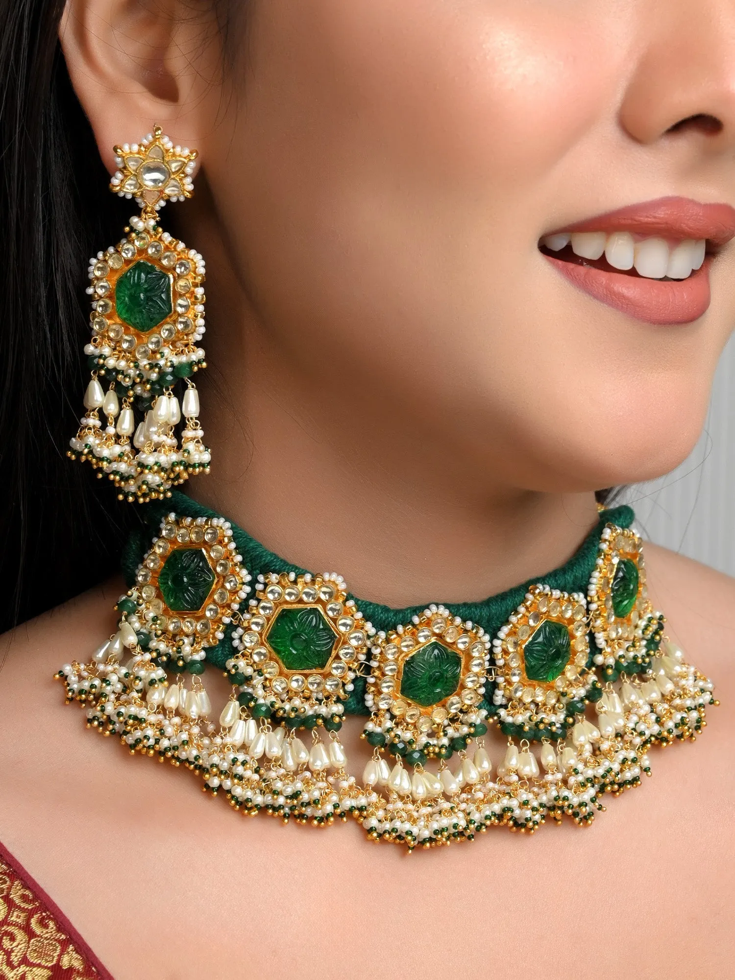 Sathiya Green Kundan Choker Set