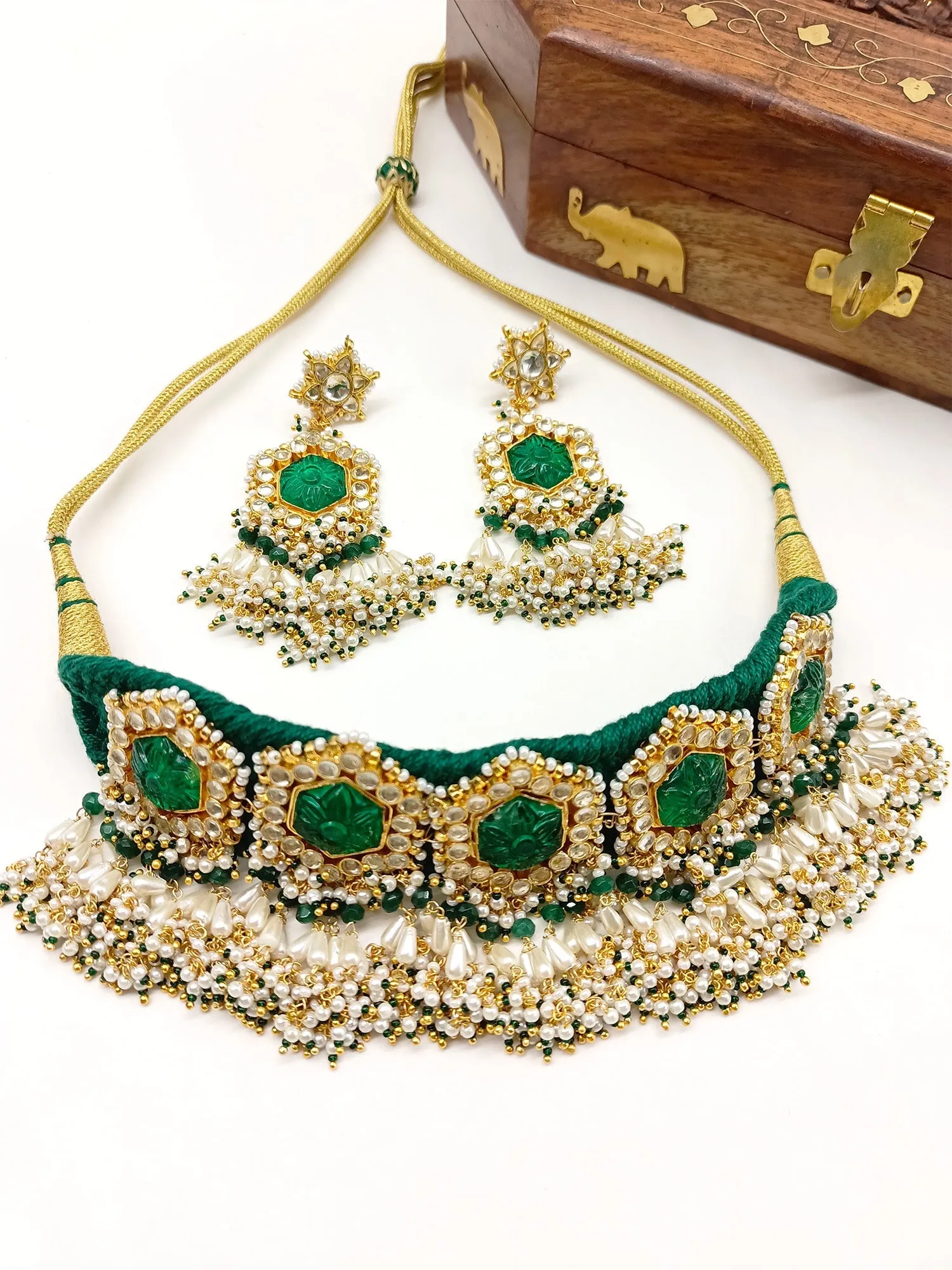 Sathiya Green Kundan Choker Set