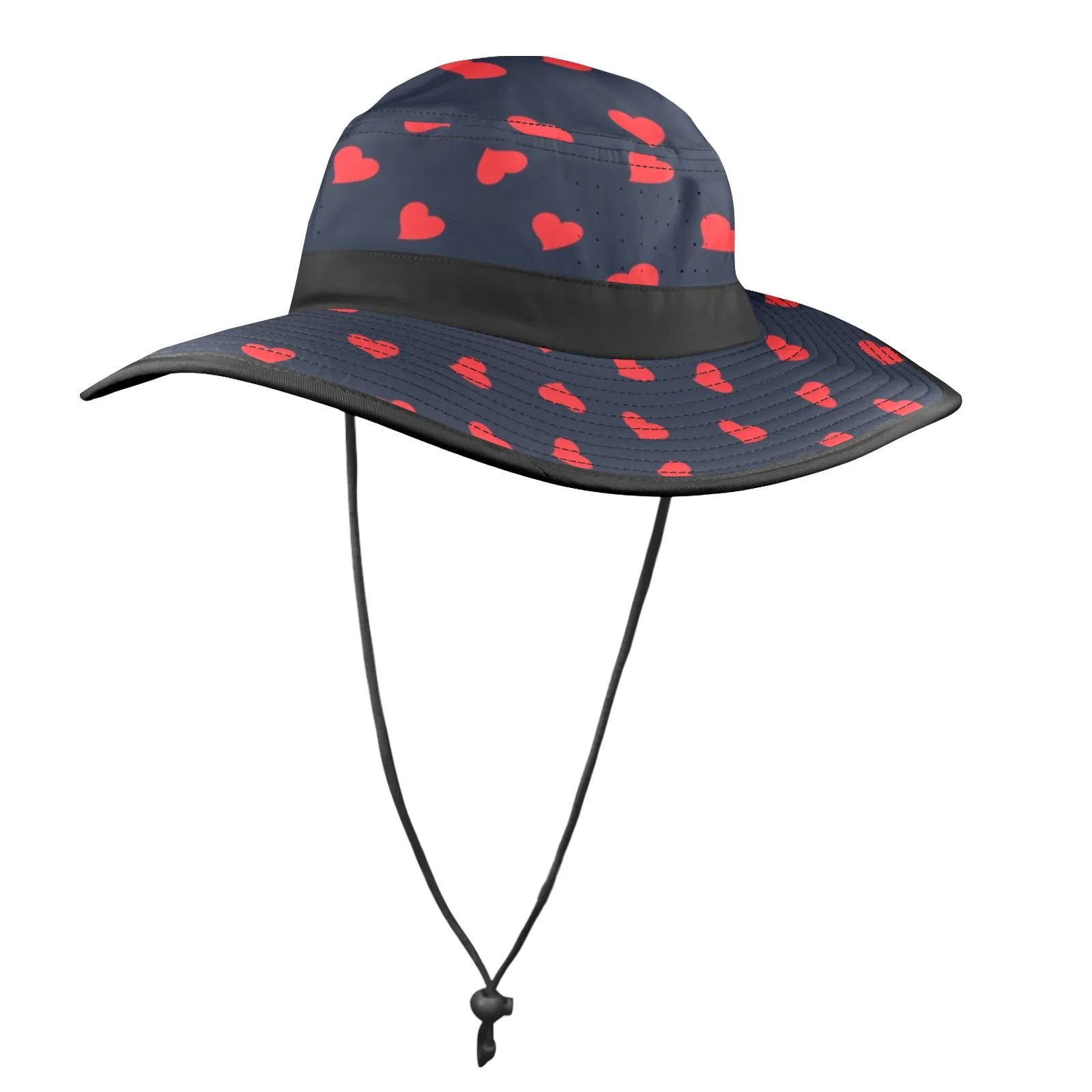 scattered hearts print 4 Wide Brim Bucket Hat