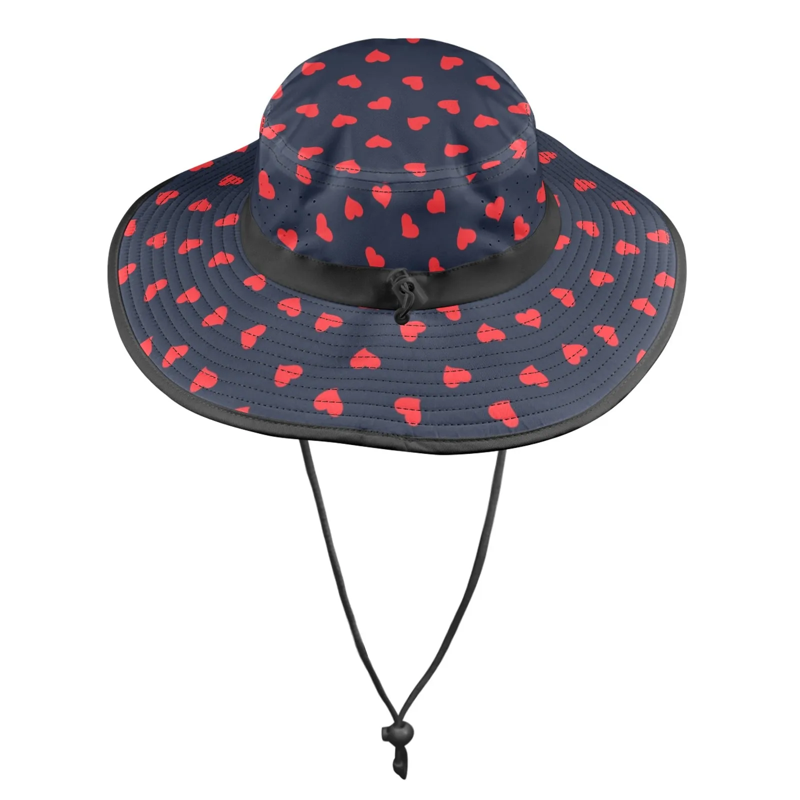 scattered hearts print 4 Wide Brim Bucket Hat