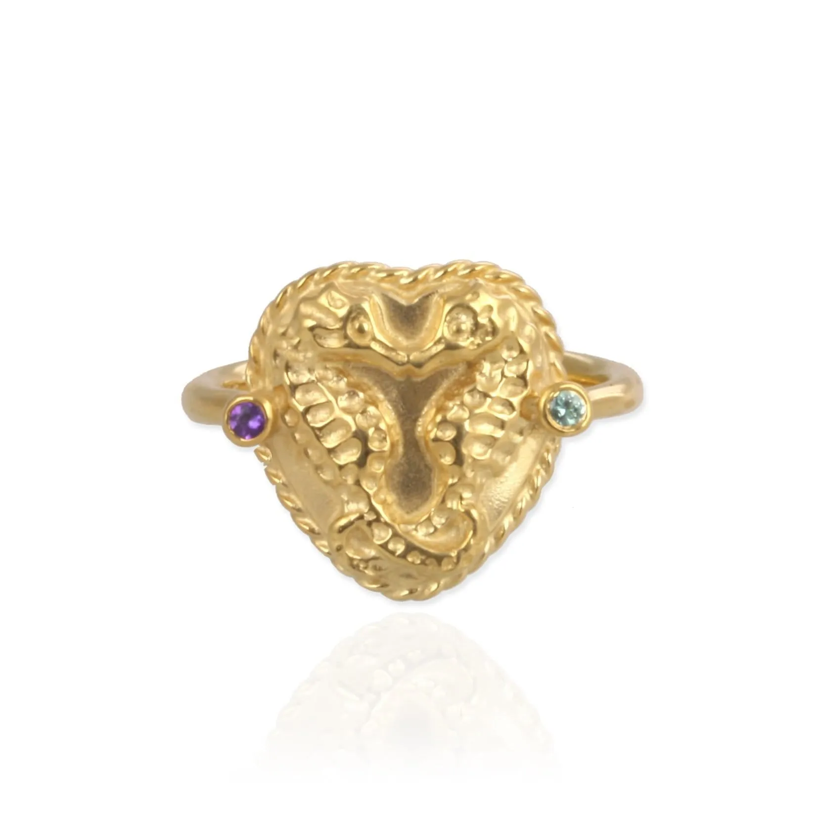 Seahorse Ring with Birthstones