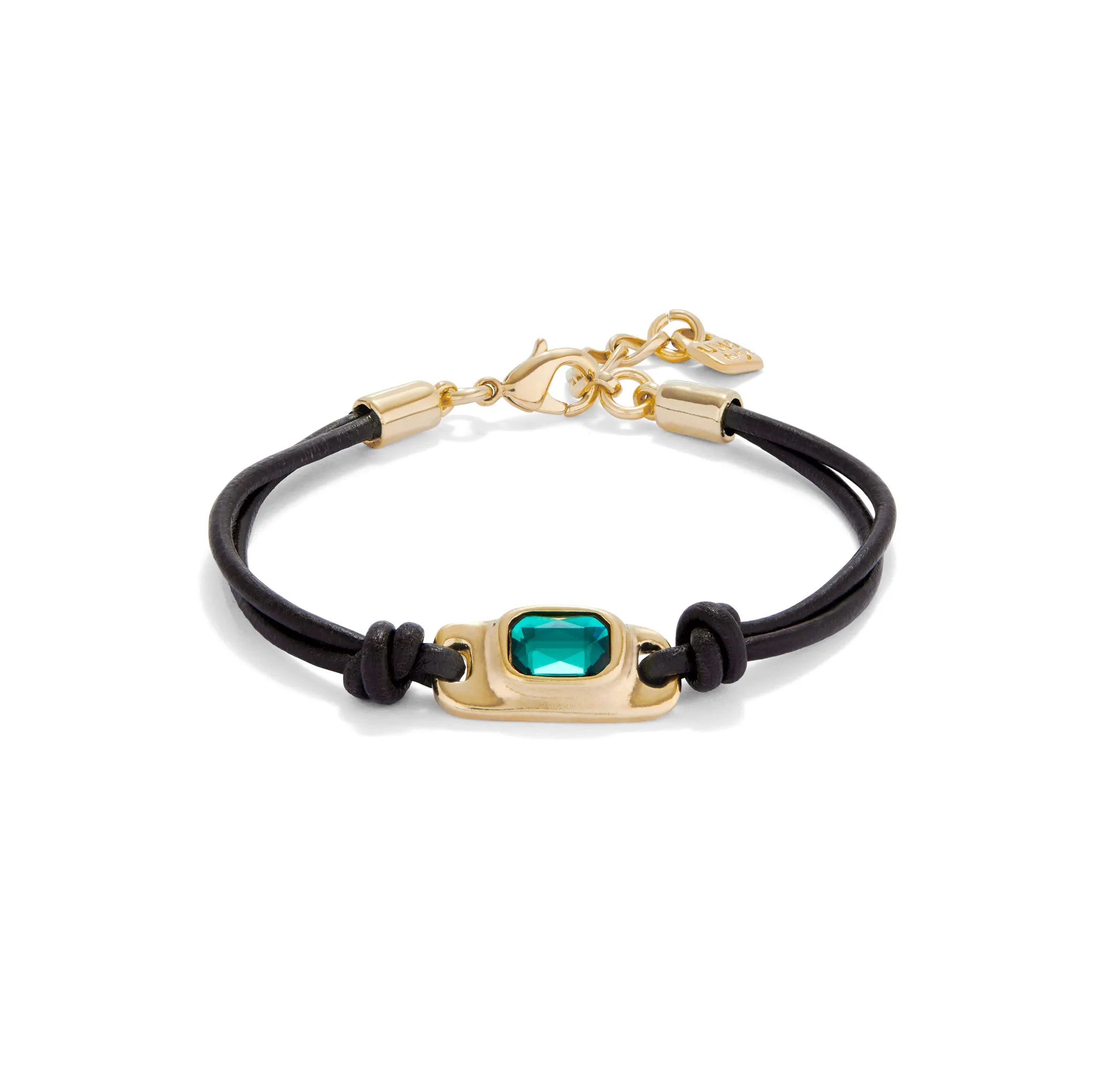 SER MAGNETICA RECTANGLE GREEN CRYSTAL LEATHER & GOLD BRACELET