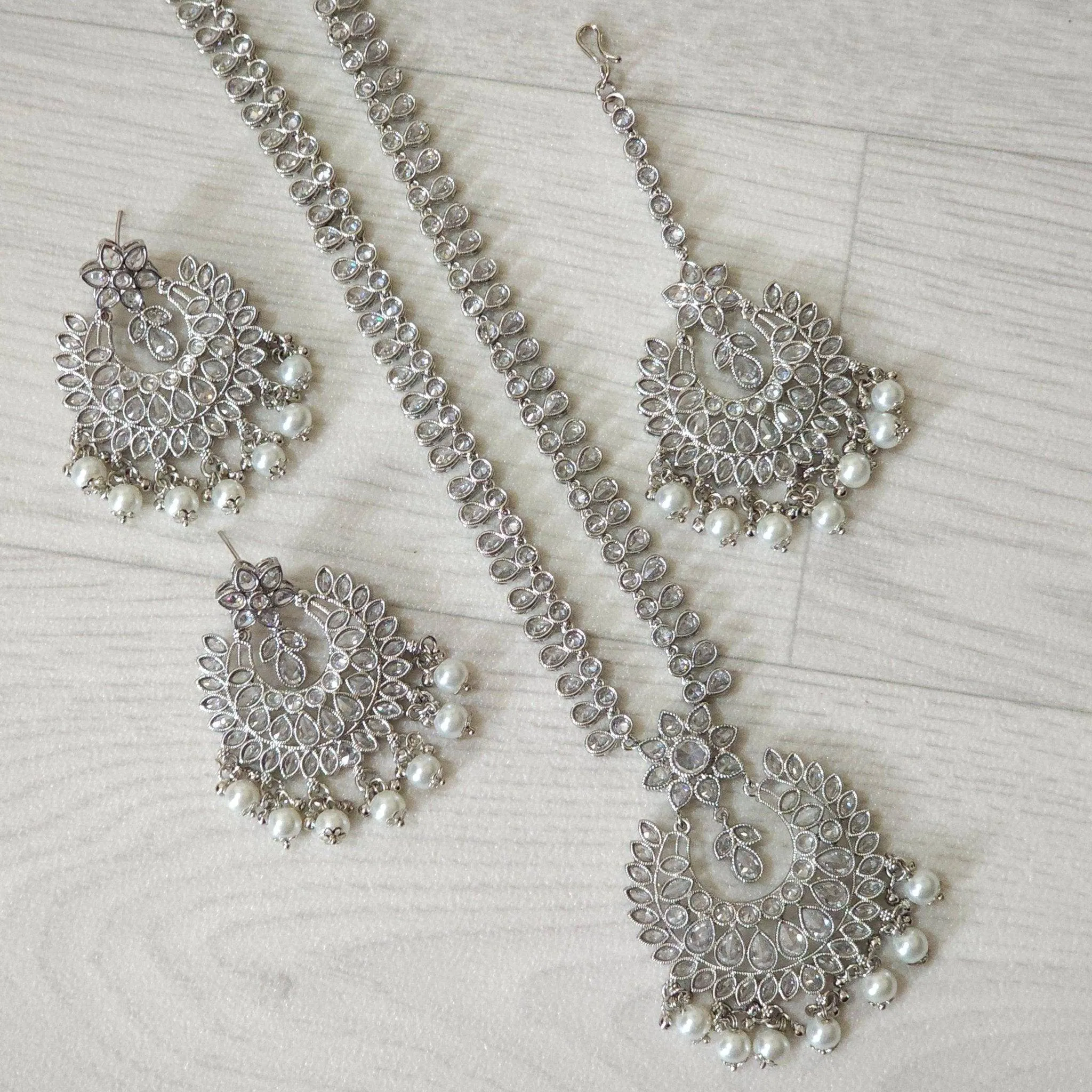 Shafia Polki Rani Haar Set - Silver