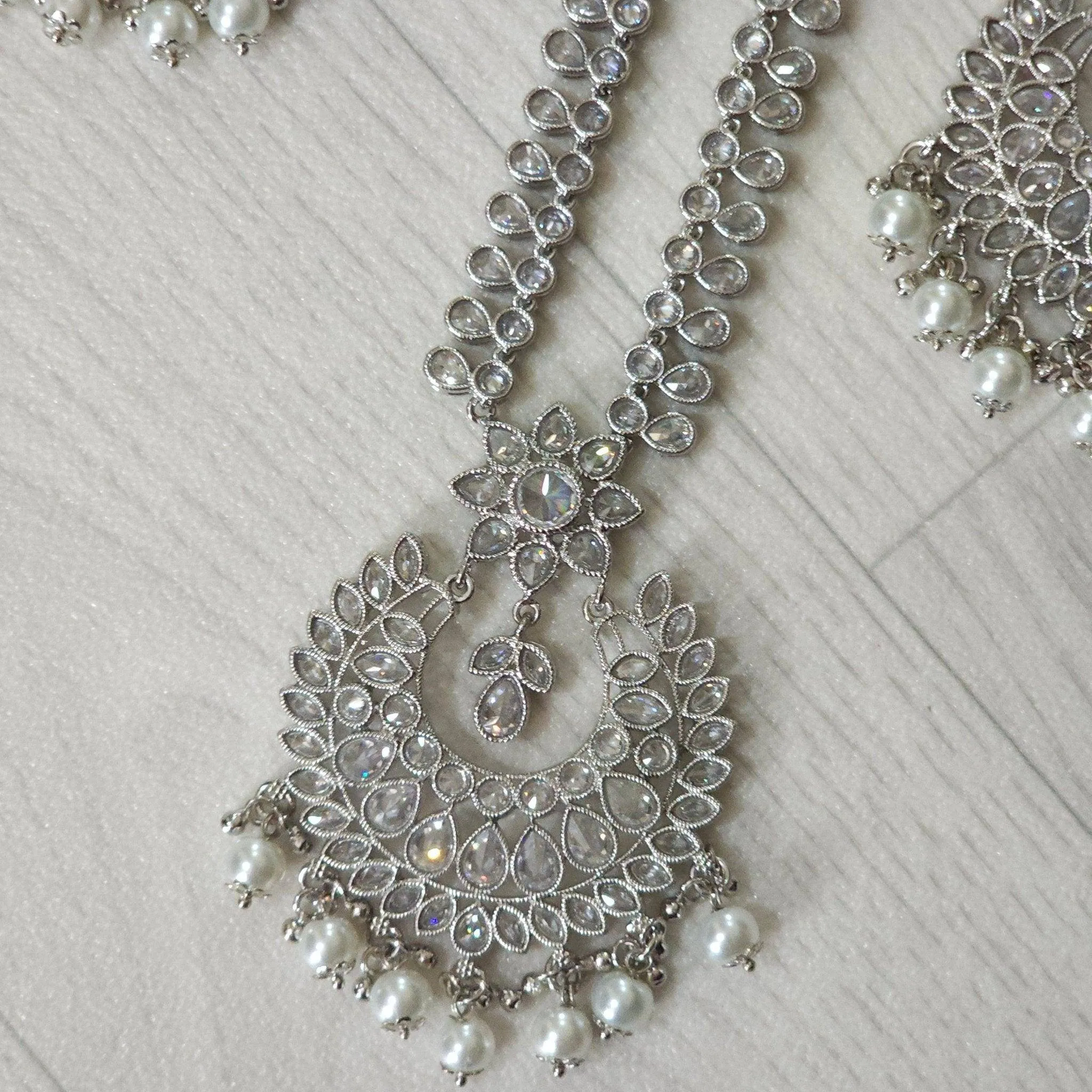 Shafia Polki Rani Haar Set - Silver