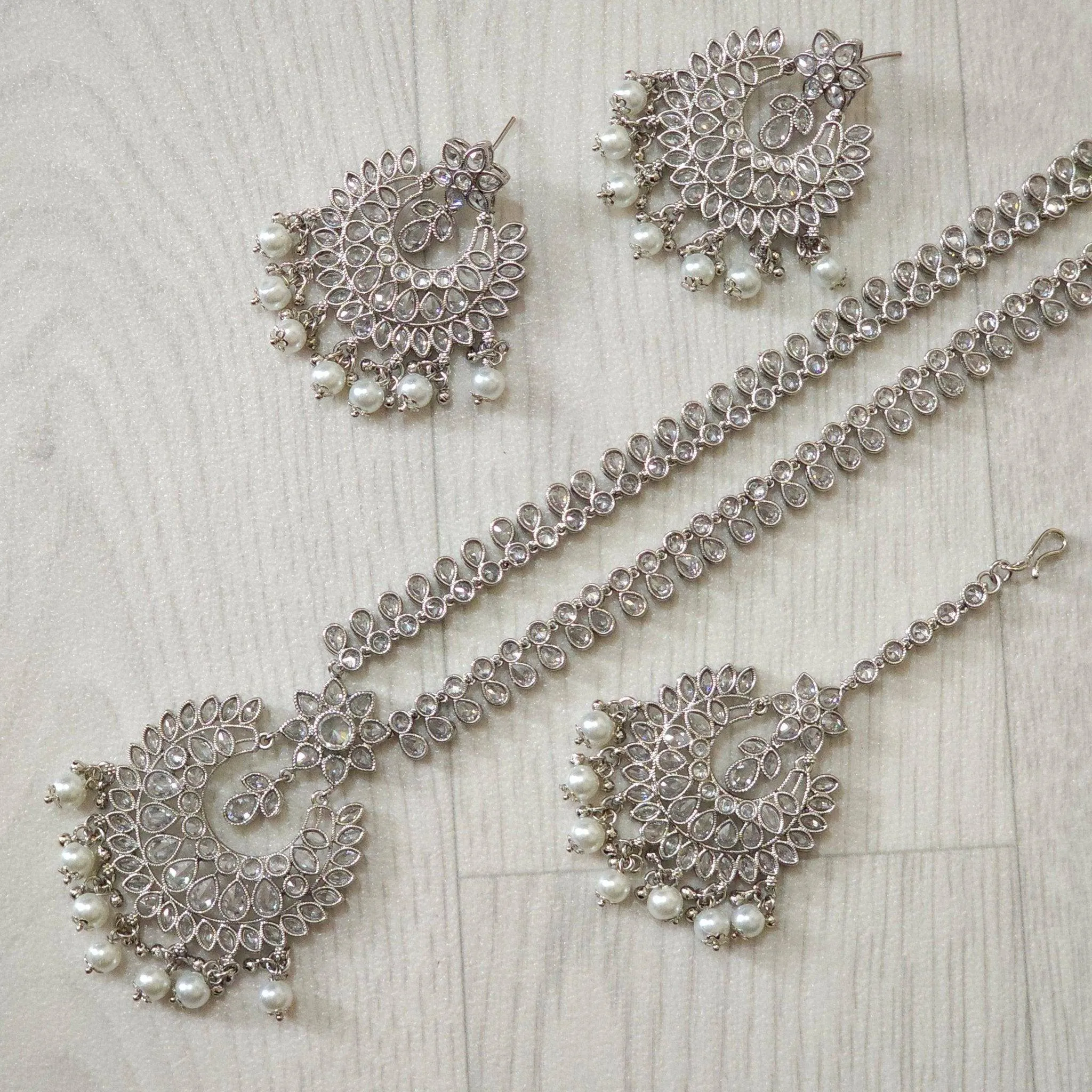 Shafia Polki Rani Haar Set - Silver