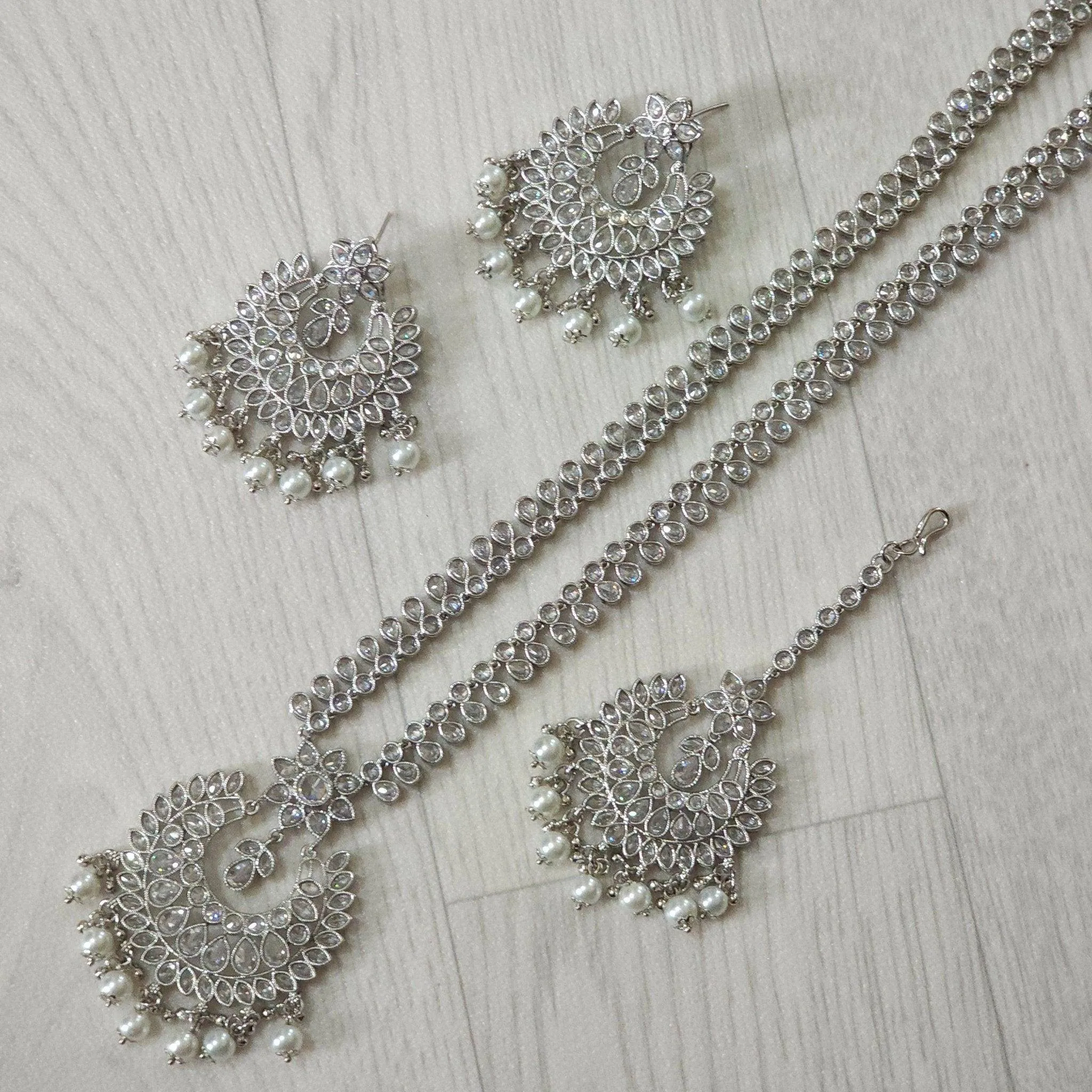 Shafia Polki Rani Haar Set - Silver