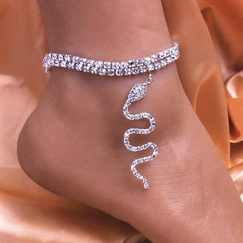 Shiny Cubic Zirconia Chain Anklets for Women